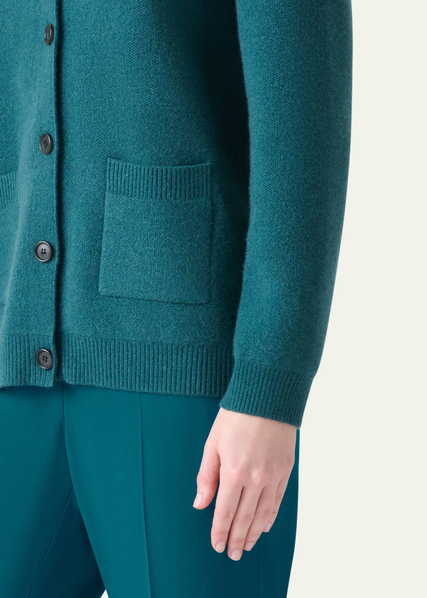 Akris Pure Cashmere Pique Knit Crewneck Cardigan Image 5 of 5