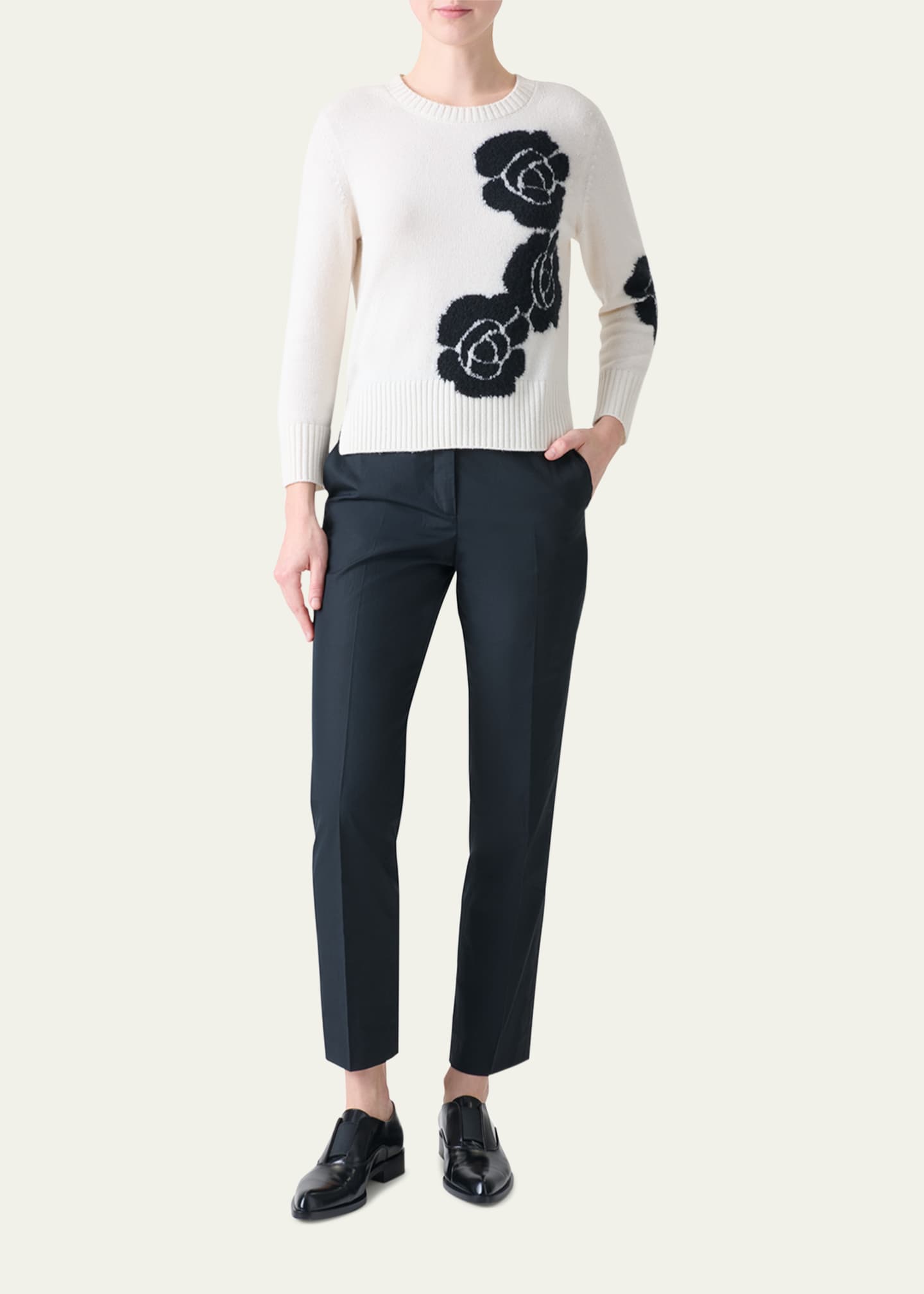 Akris Flavin Cotton Poplin Tapered-Leg Ankle Pants Image 2 of 5