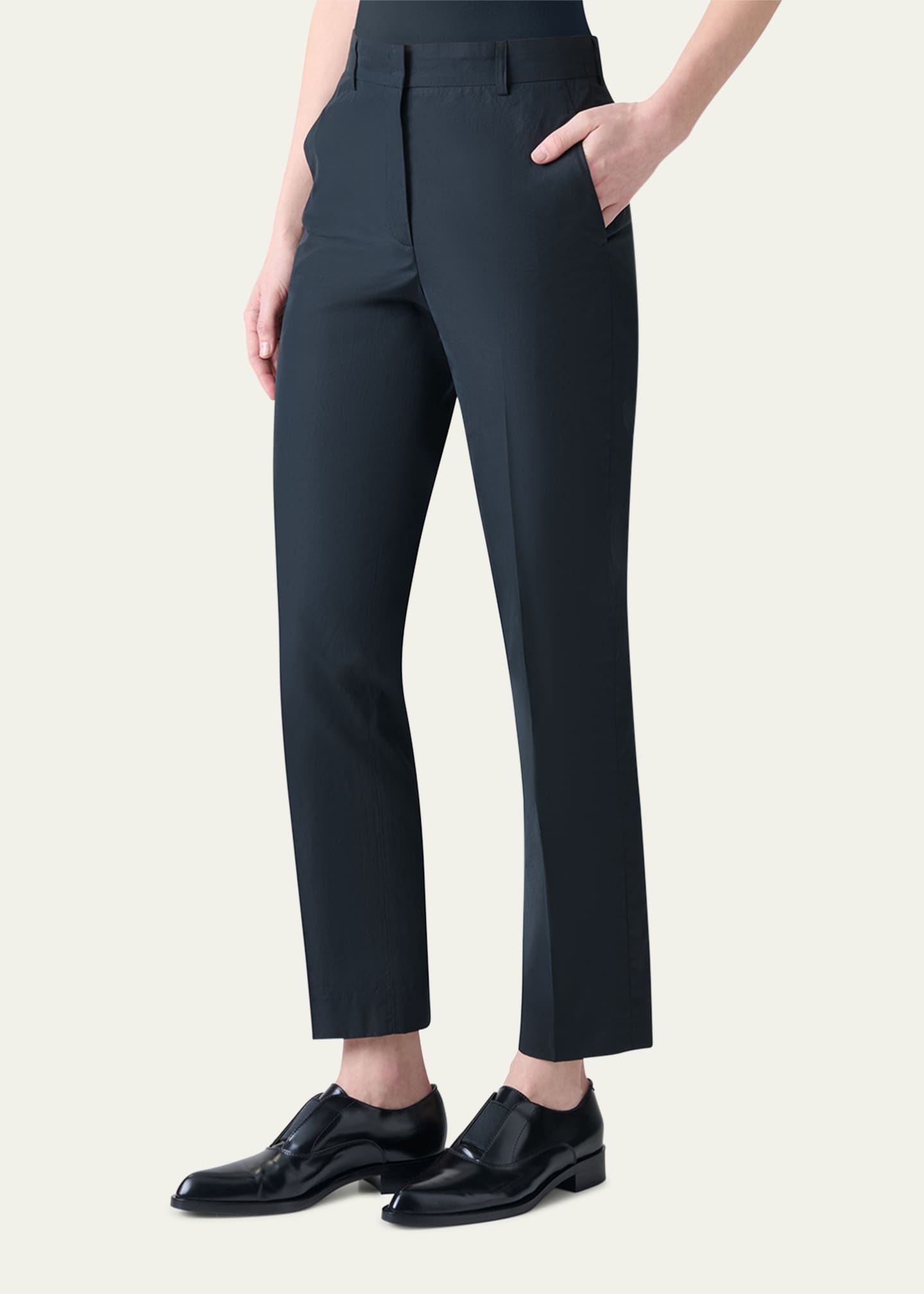 Akris Flavin Cotton Poplin Tapered-Leg Ankle Pants Image 4 of 5