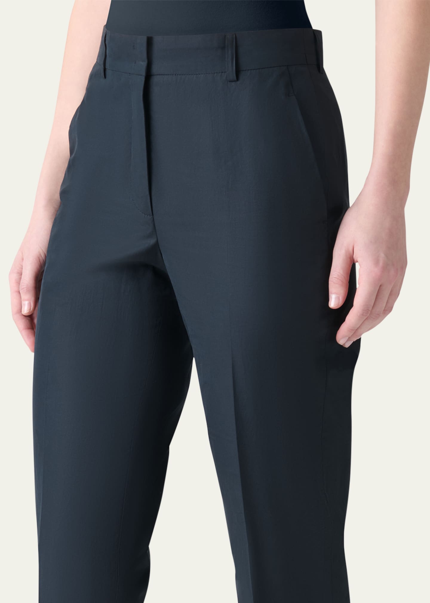 Akris Flavin Cotton Poplin Tapered-Leg Ankle Pants Image 5 of 5