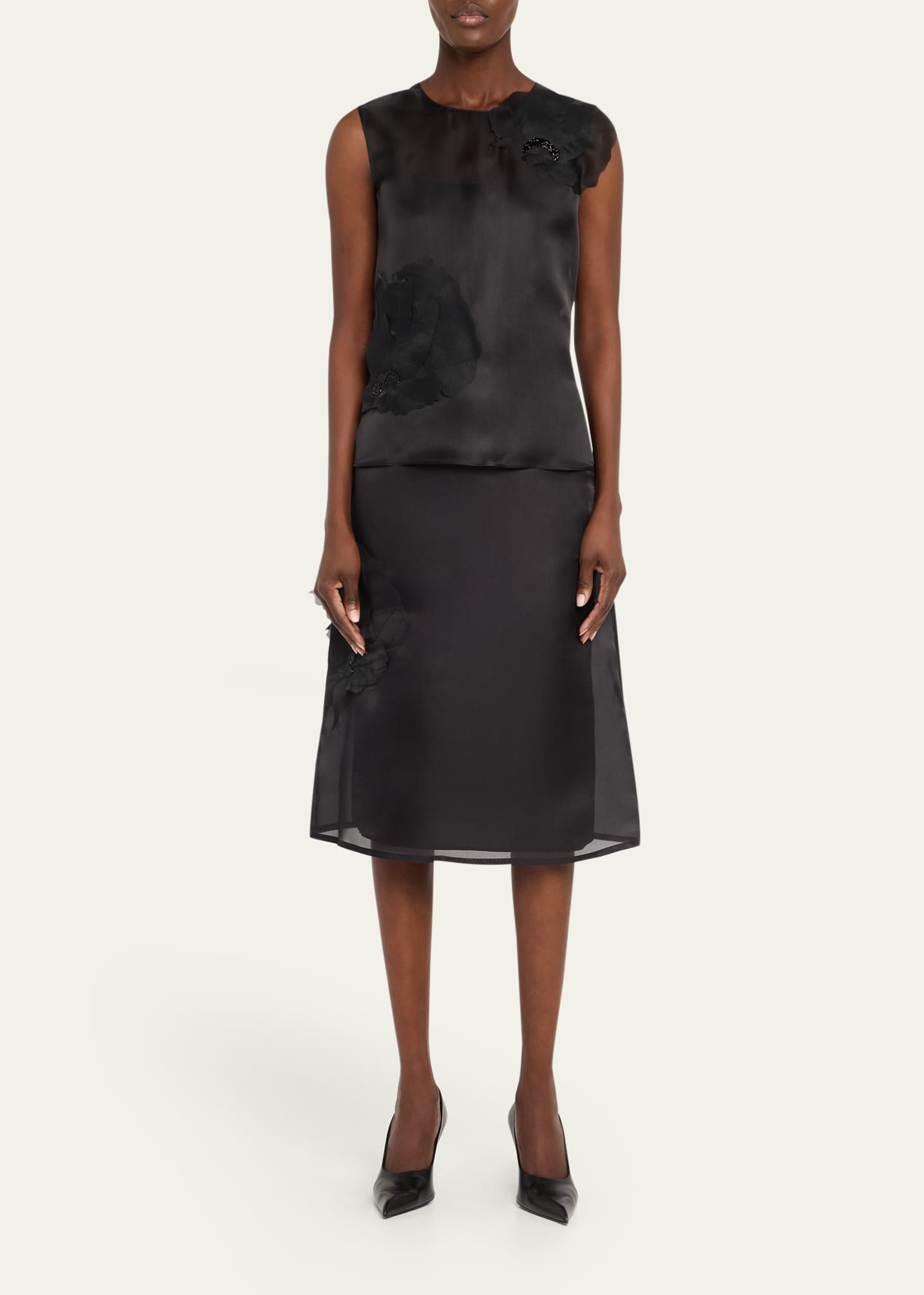 Akris Anemone Corsage Organza Midi Skirt Image 2 of 5