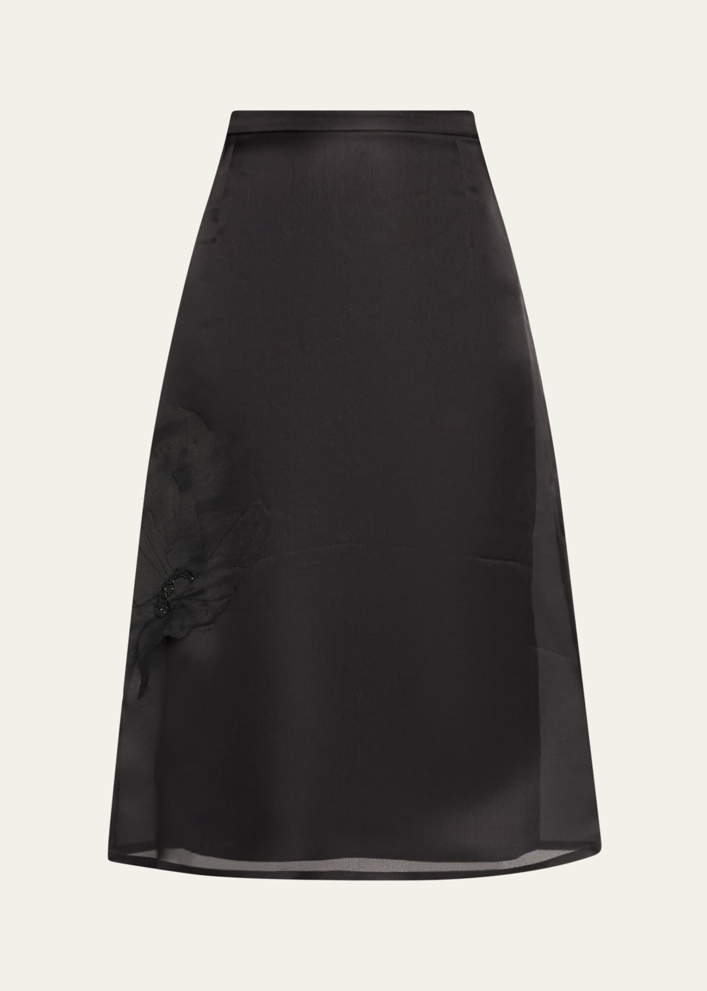 Akris Anemone Corsage Organza Midi Skirt Image 1 of 5