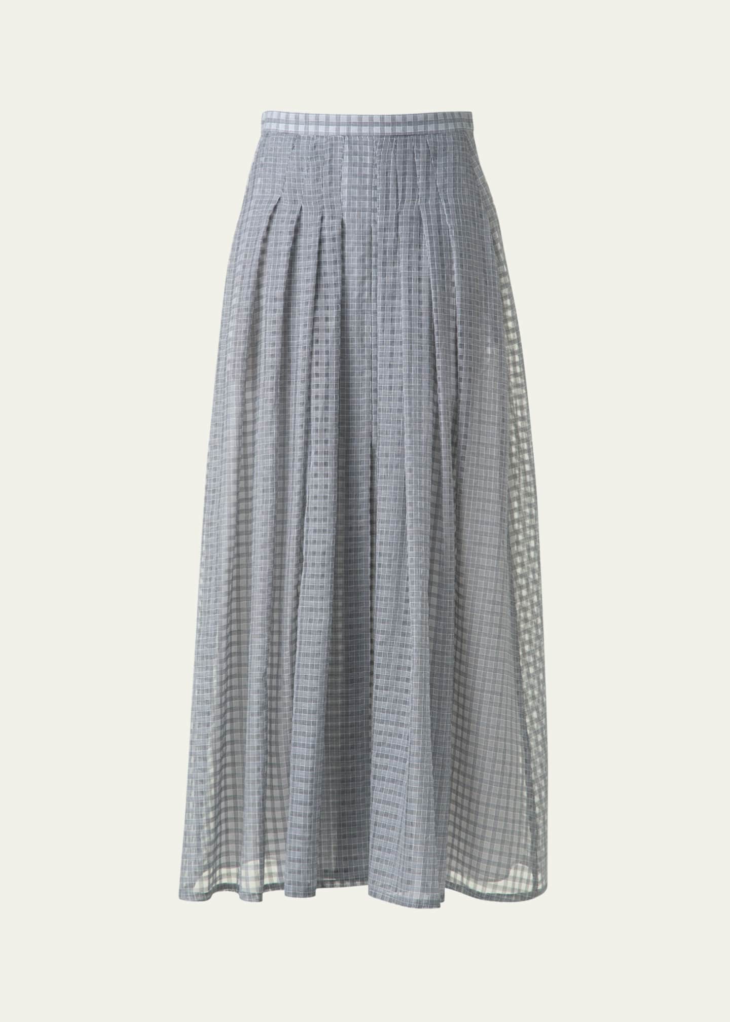 Akris Plaid Pleated Voile Skirt Image 1 of 5