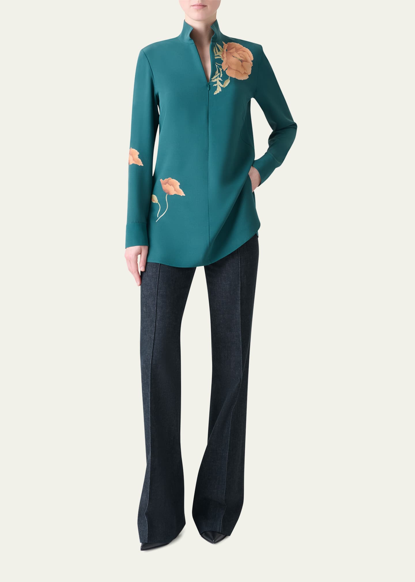 Akris Anemone Print Silk Crepe Tunic Image 2 of 5