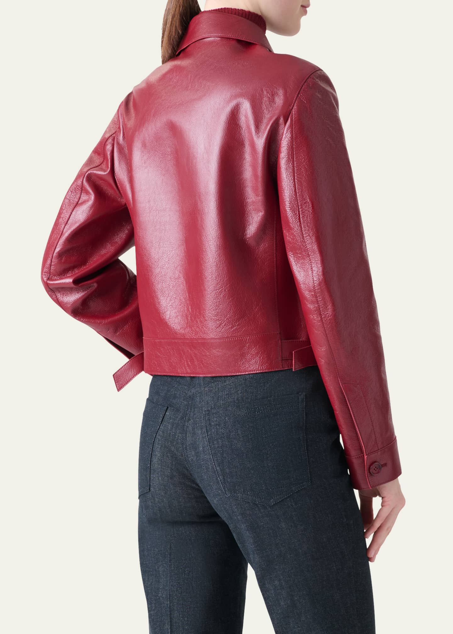 Akris Peer Lacquered Leather Short Jacket Image 3 of 5