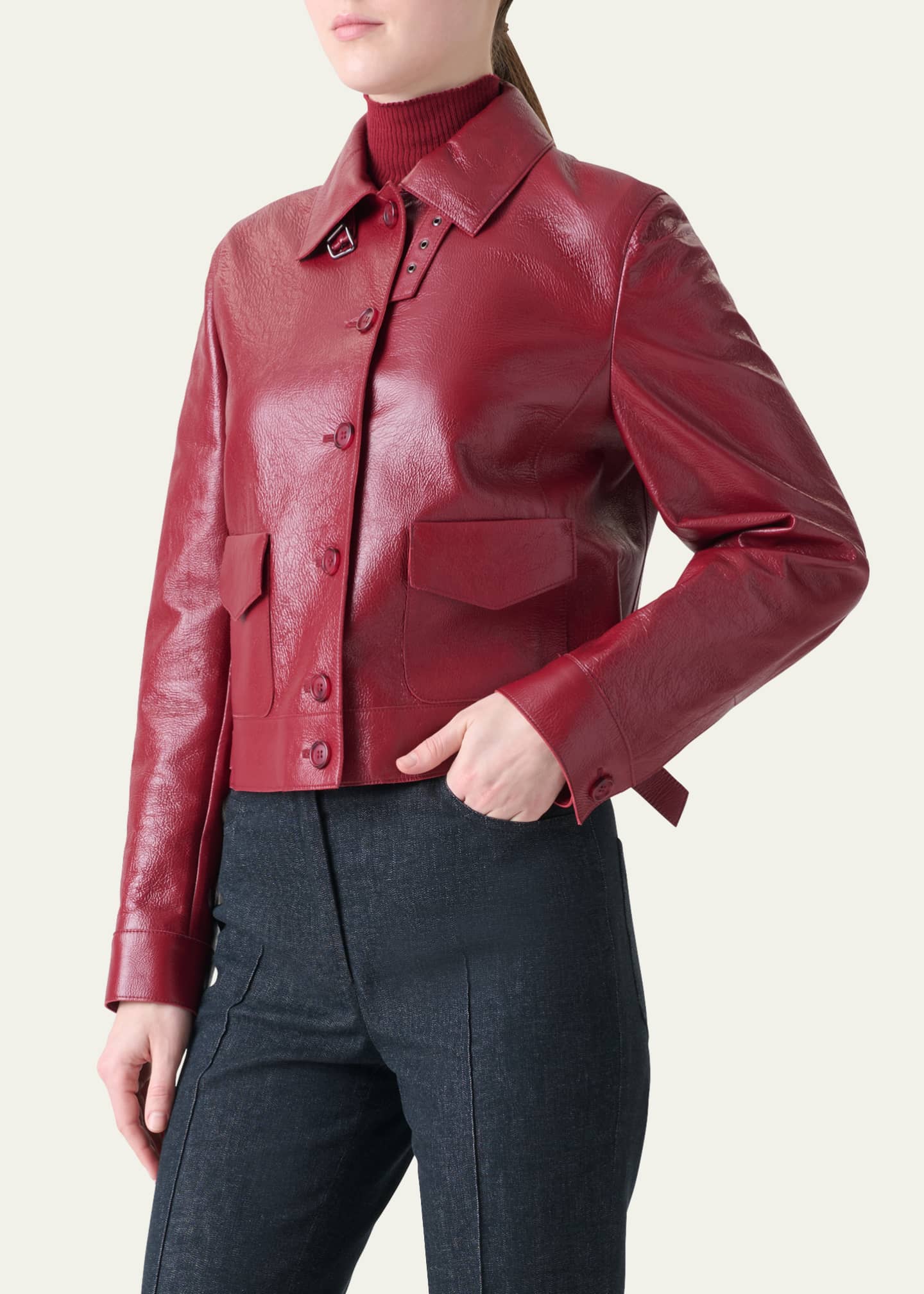 レザージャケット・コート AKRIS Women Jackets 016433004822 149 BROWN Long Tailored Leather Blazer Jacket