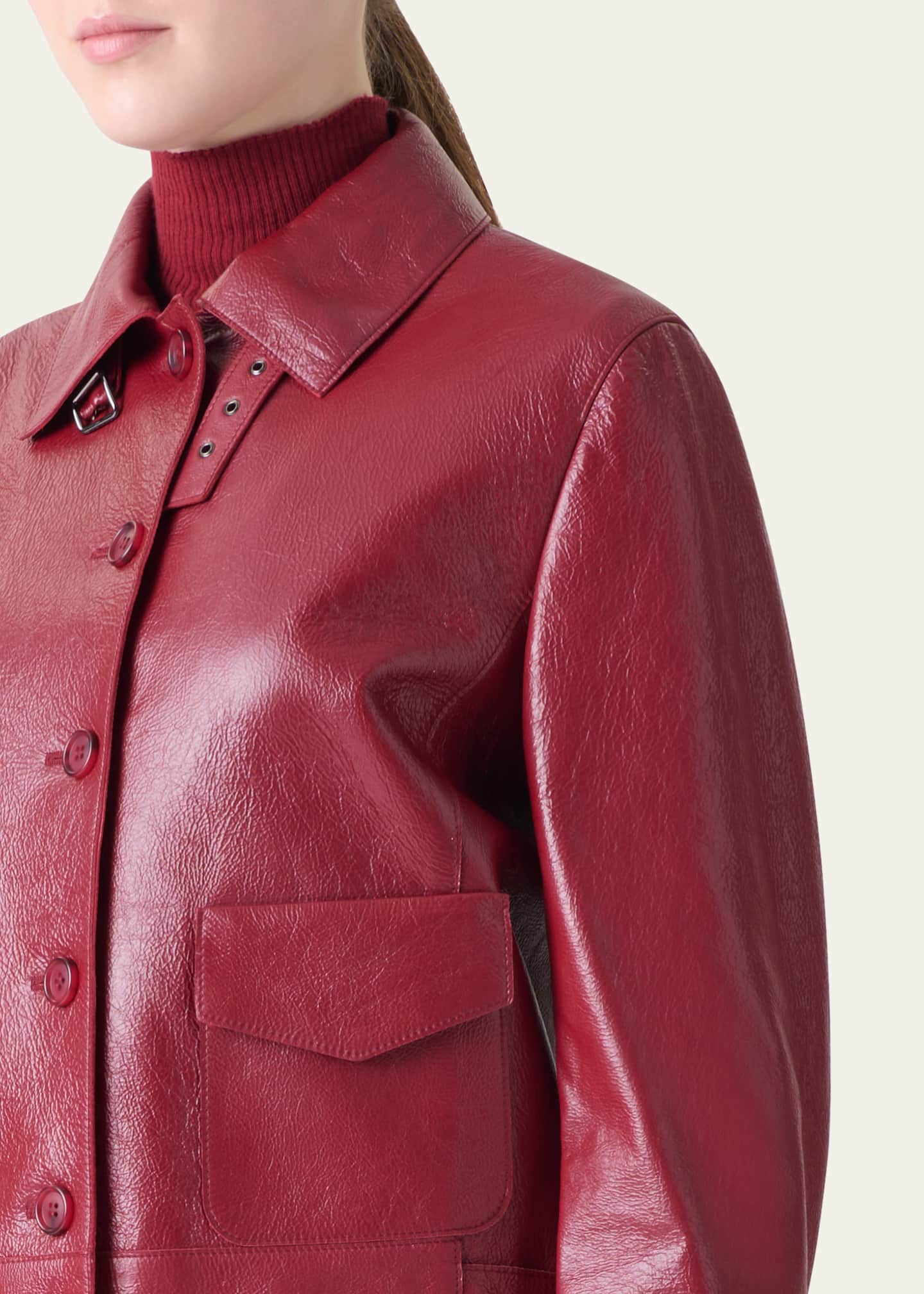 Akris Peer Lacquered Leather Short Jacket Image 5 of 5