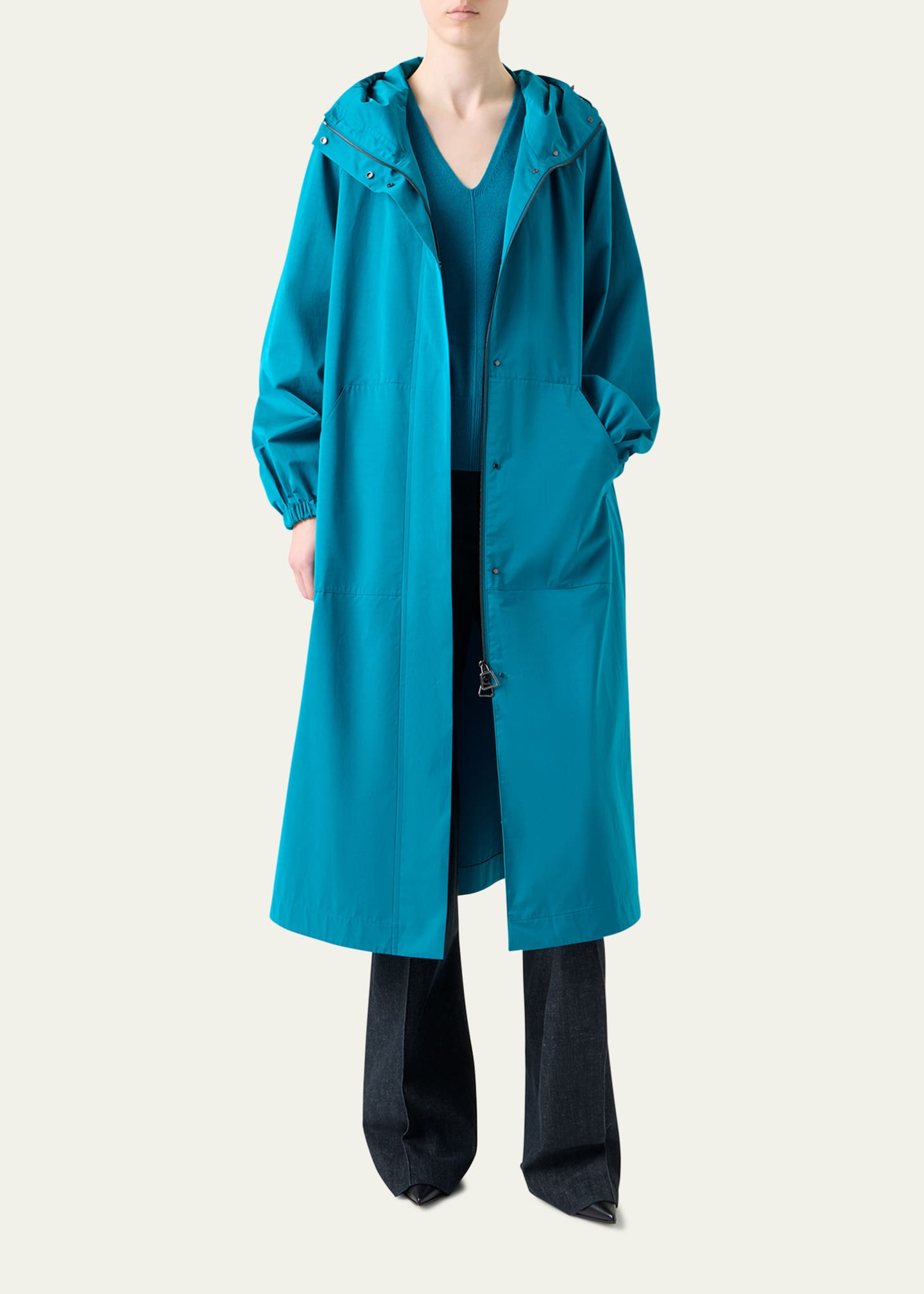 Akris Zachary Water-Resistant Techno Gabardine Long Coat Image 2 of 5
