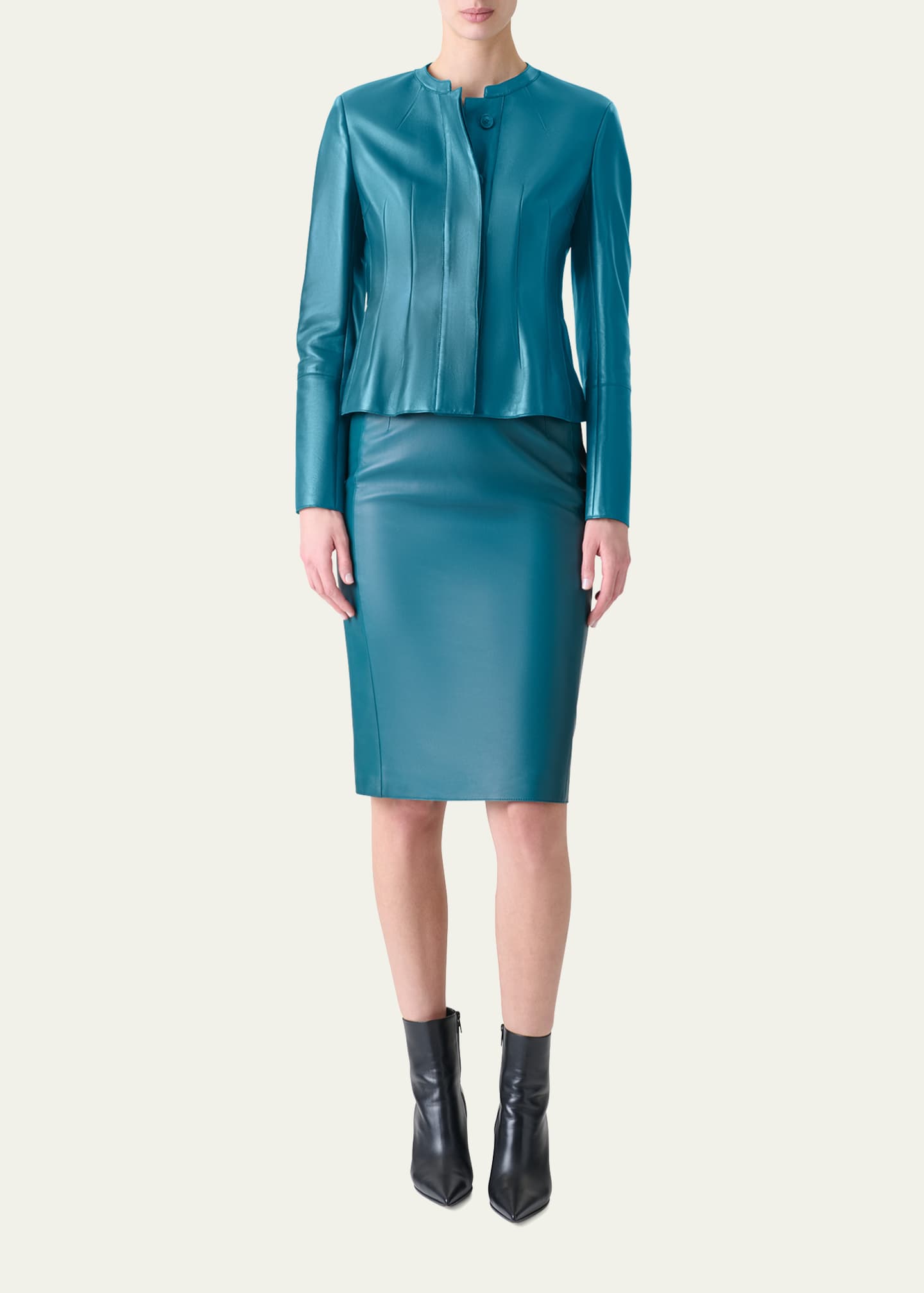 Akris Pencil Leather Skirt Image 2 of 5