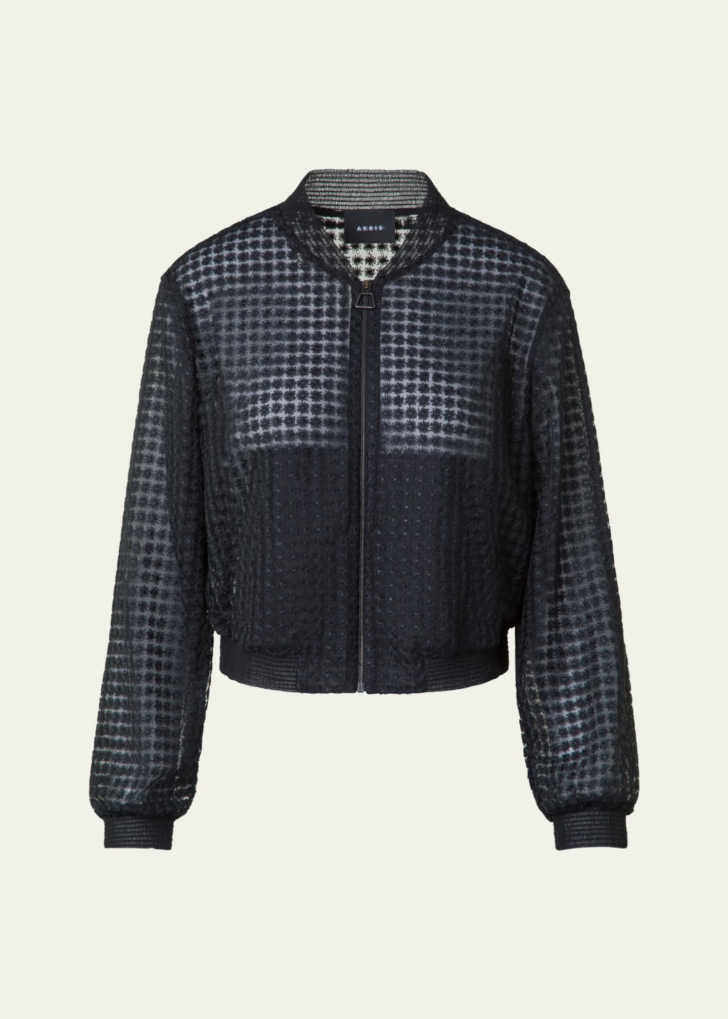 Akris Taide Flower Embroidered Tulle Bomber Jacket Image 1 of 5