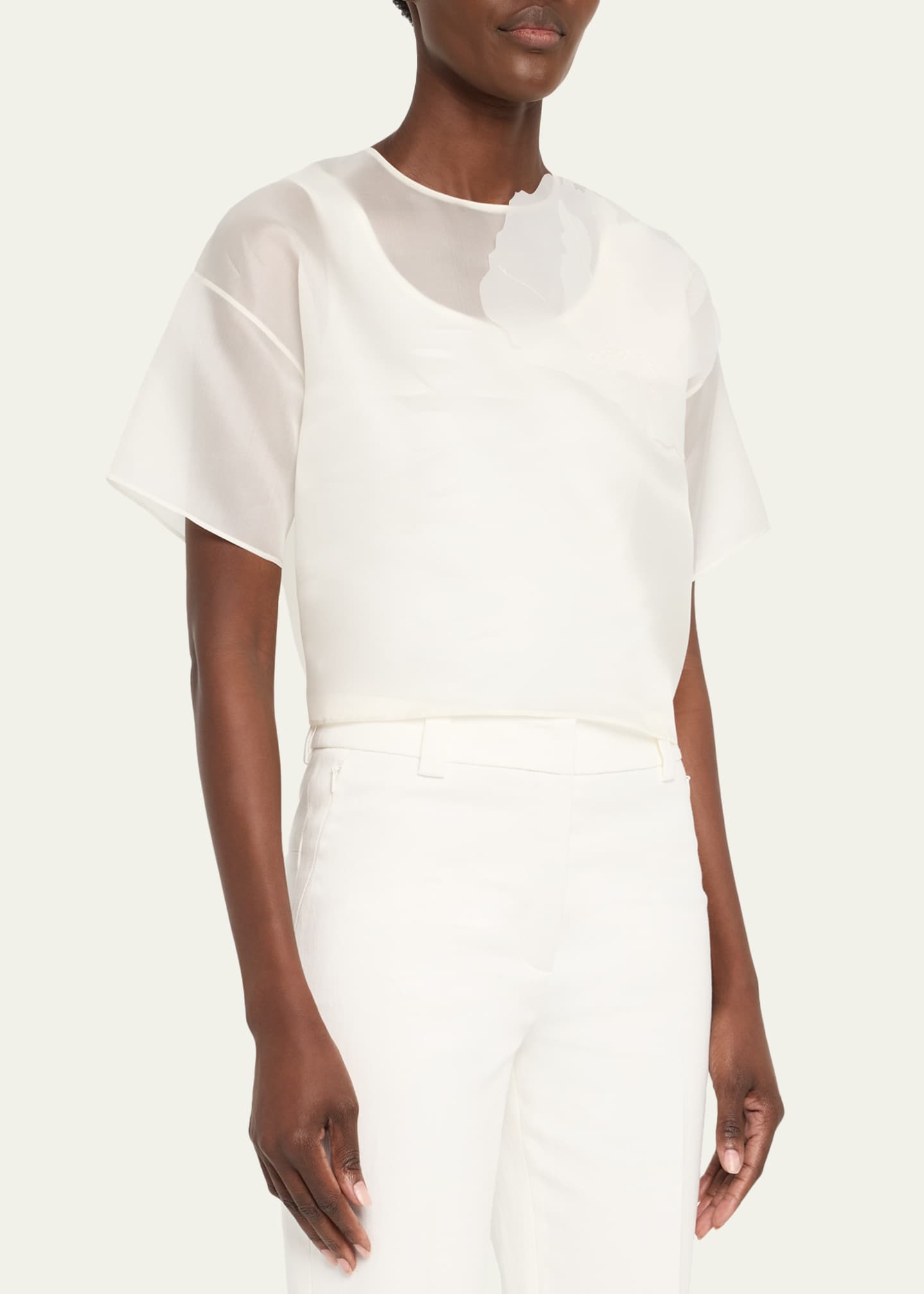 Akris 3D Anemone Silk Organza Blouse Image 4 of 5