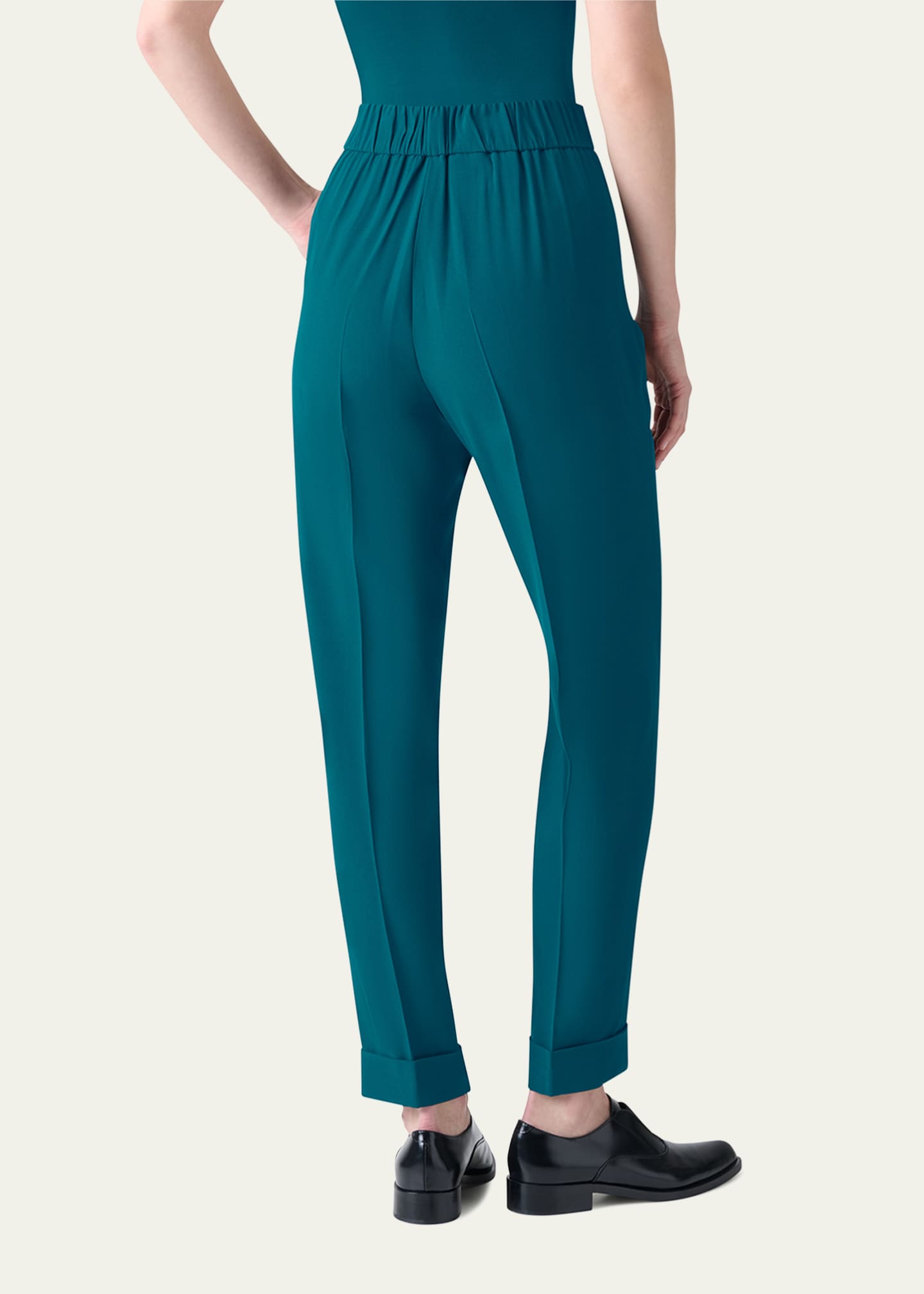 Akris Chris Crepe Tapered-Leg Cuffed Pants Image 3 of 5