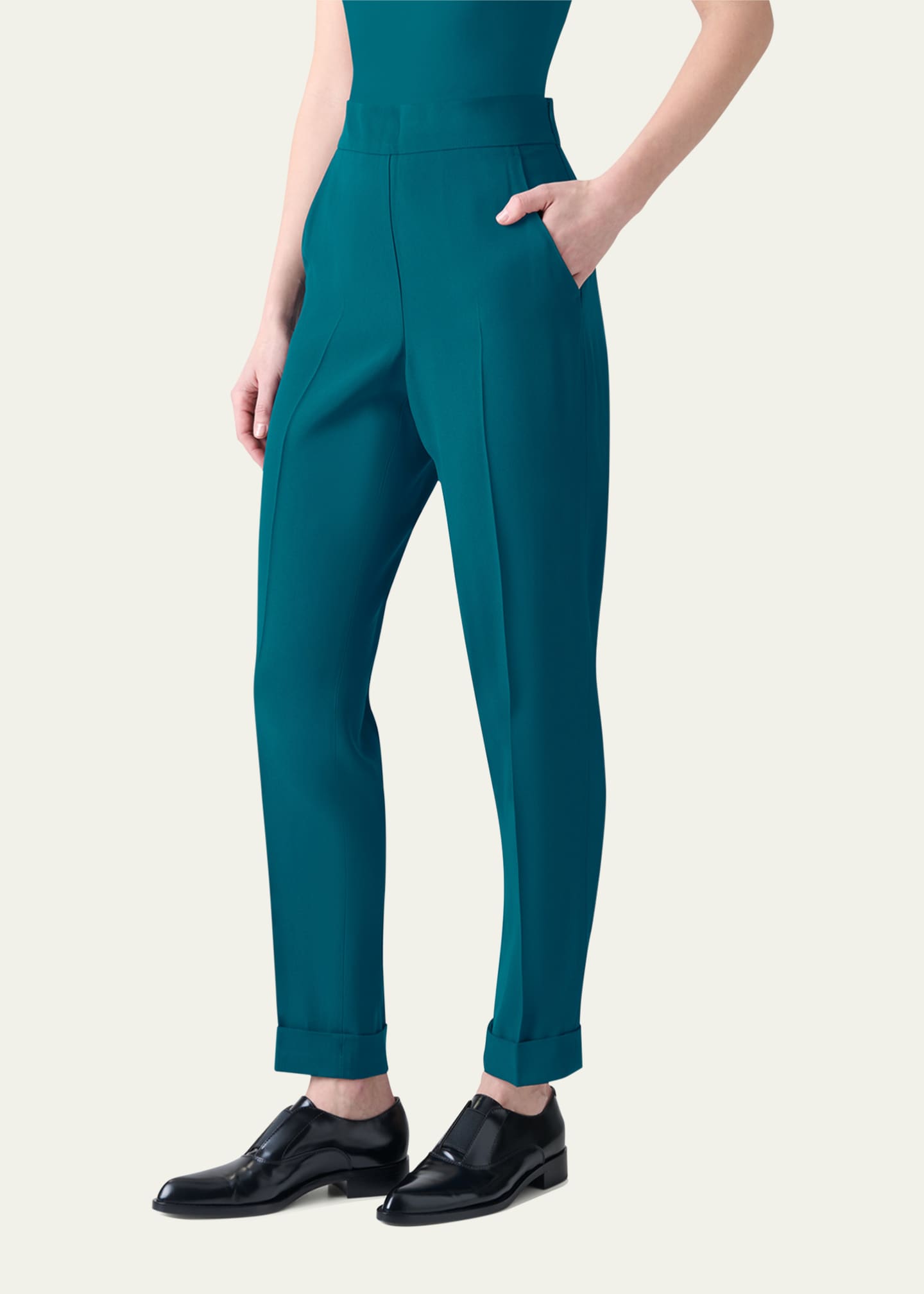 Akris Chris Crepe Tapered-Leg Cuffed Pants Image 4 of 5