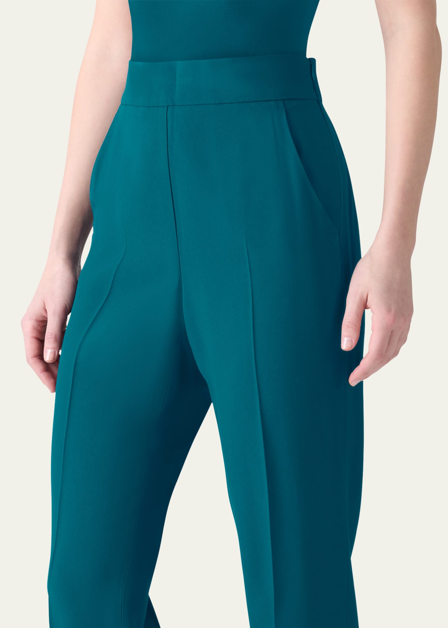 Akris Chris Crepe Tapered-Leg Cuffed Pants Image 5 of 5