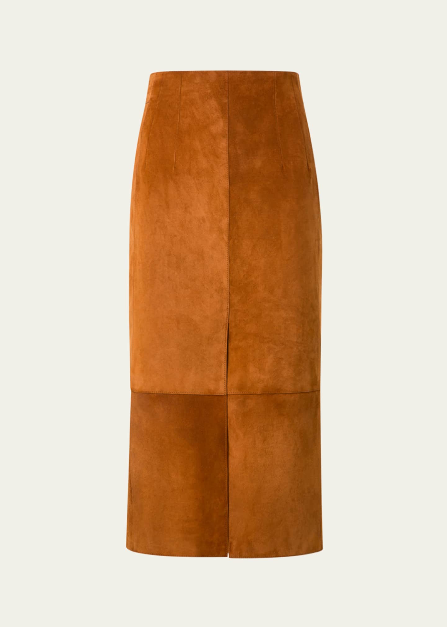 Akris Lamb Suede Slit Midi Pencil Skirt Image 1 of 5