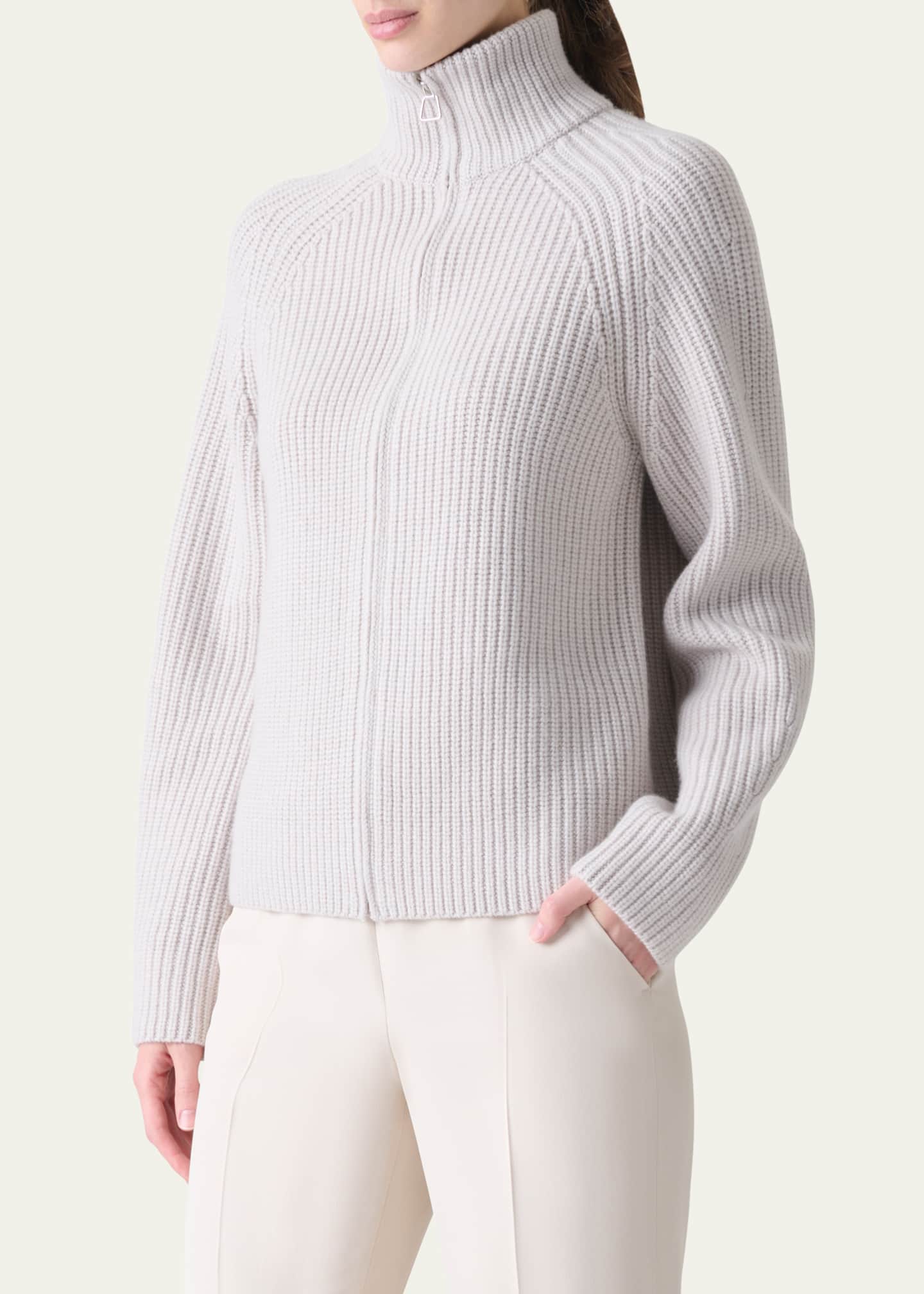 Akris Zip-Front Cashmere Cardigan Image 4 of 5