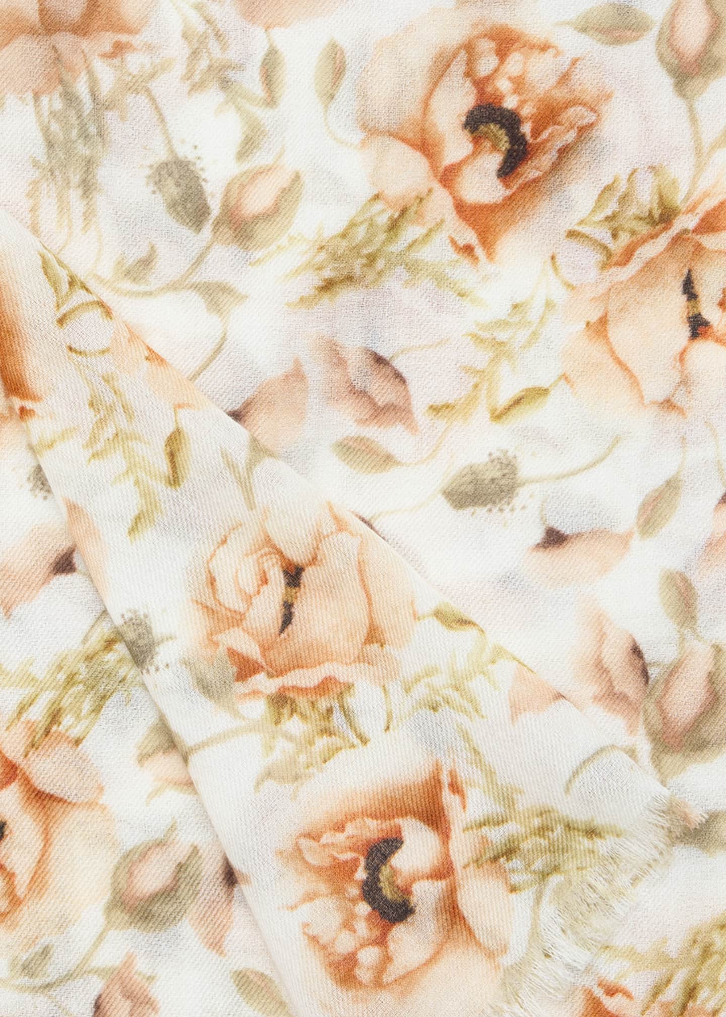 Akris Anemone Print Fringe Cashmere Scarf Image 3 of 3