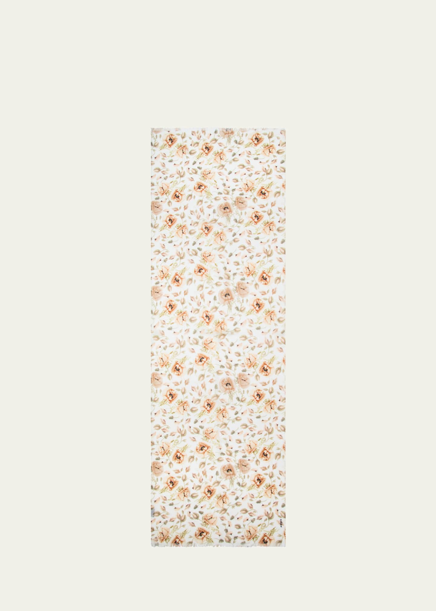 Akris Anemone Print Fringe Cashmere Scarf Image 1 of 3