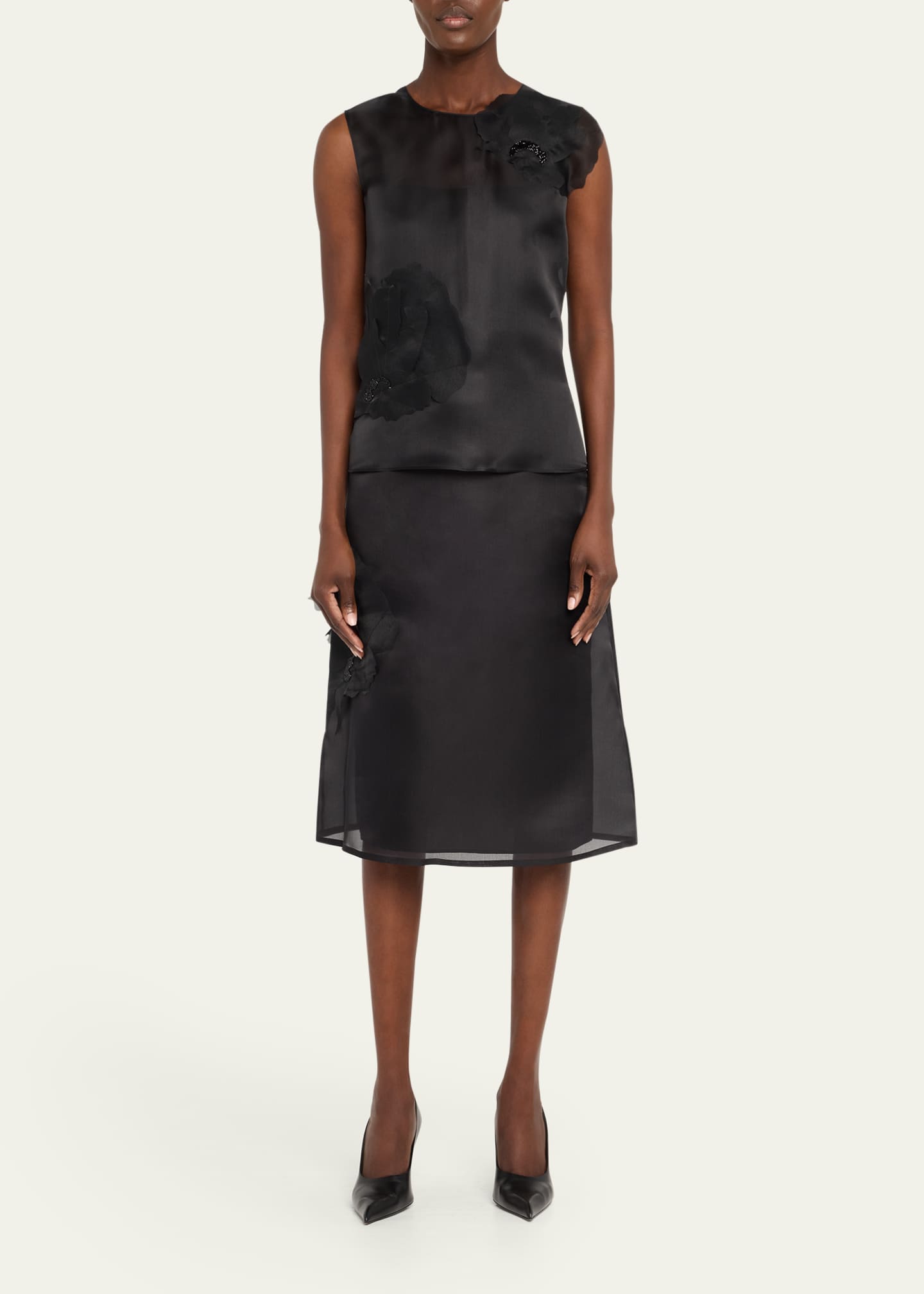 Akris Embellished 3D Anemone Silk Organza Blouse Image 2 of 5