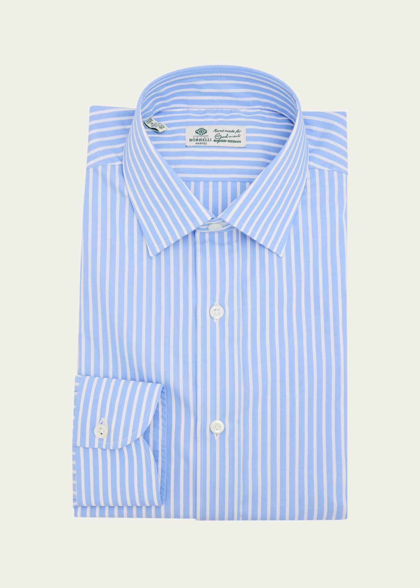 Borrelli Men's Cotton Stripe Dress Shirt Image 1 of 2