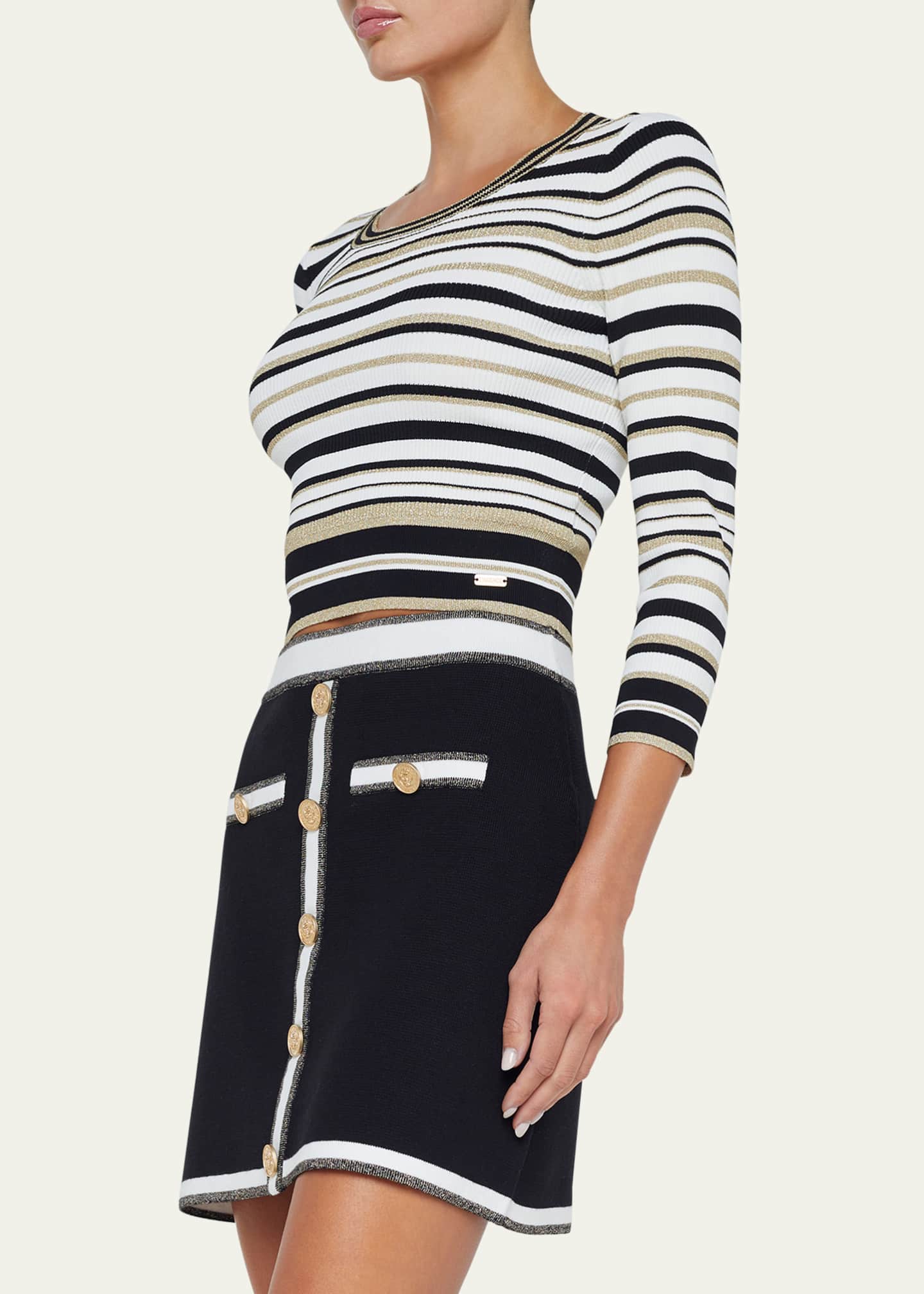 L'Agence Yukio Sparkly Stripe Crop Top Image 4 of 5