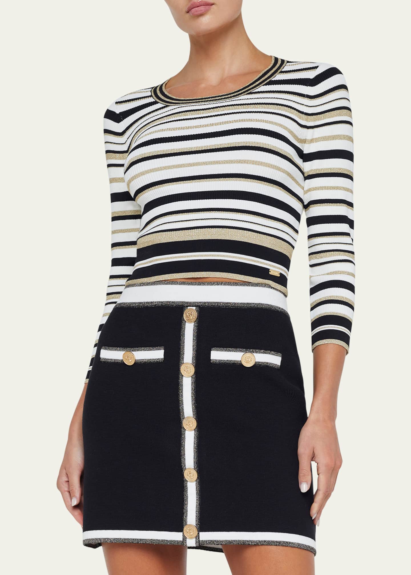 L'Agence Yukio Sparkly Stripe Crop Top Image 5 of 5