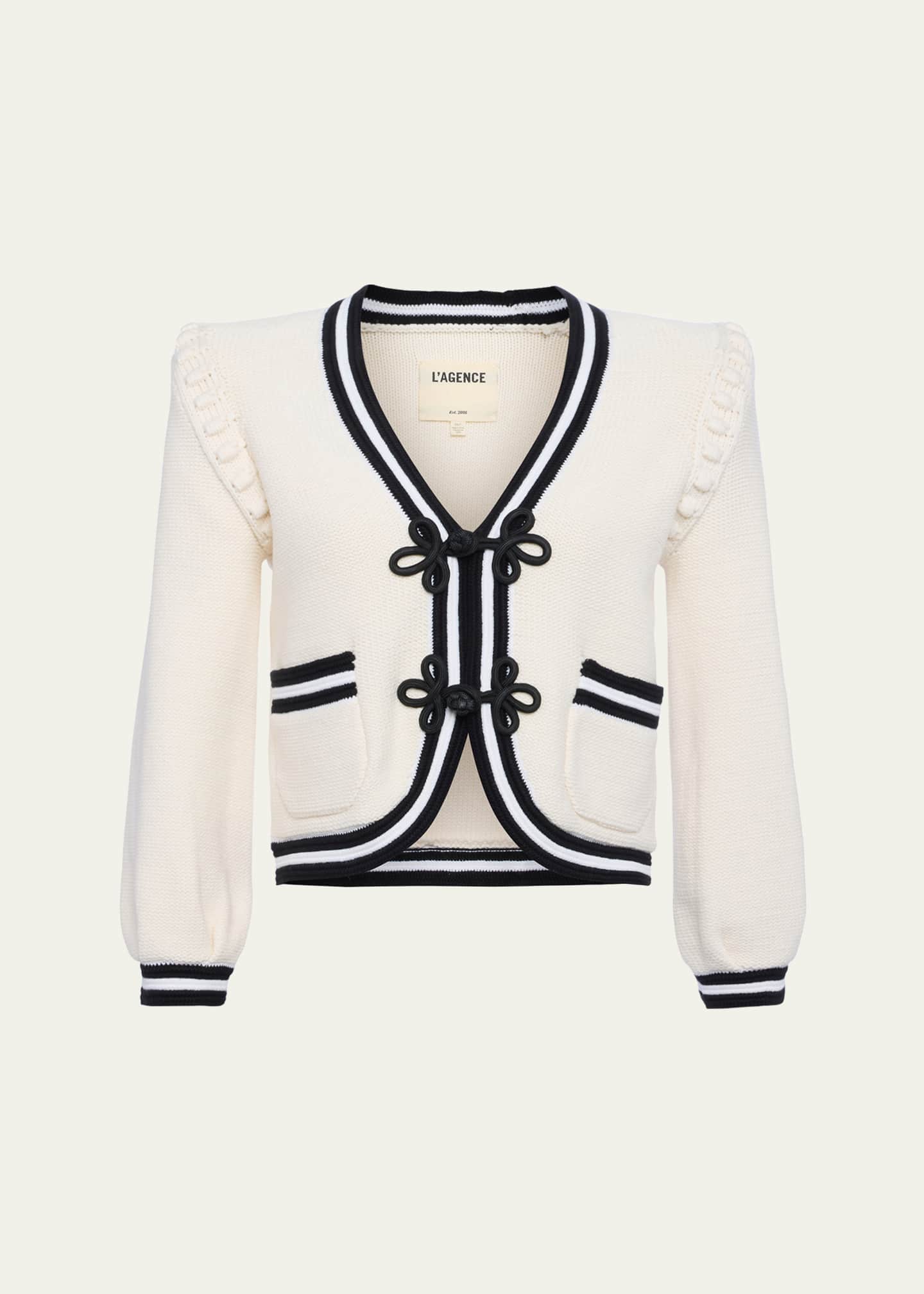 L'Agence Kaito Contrast-Trim Cardigan Image 1 of 5