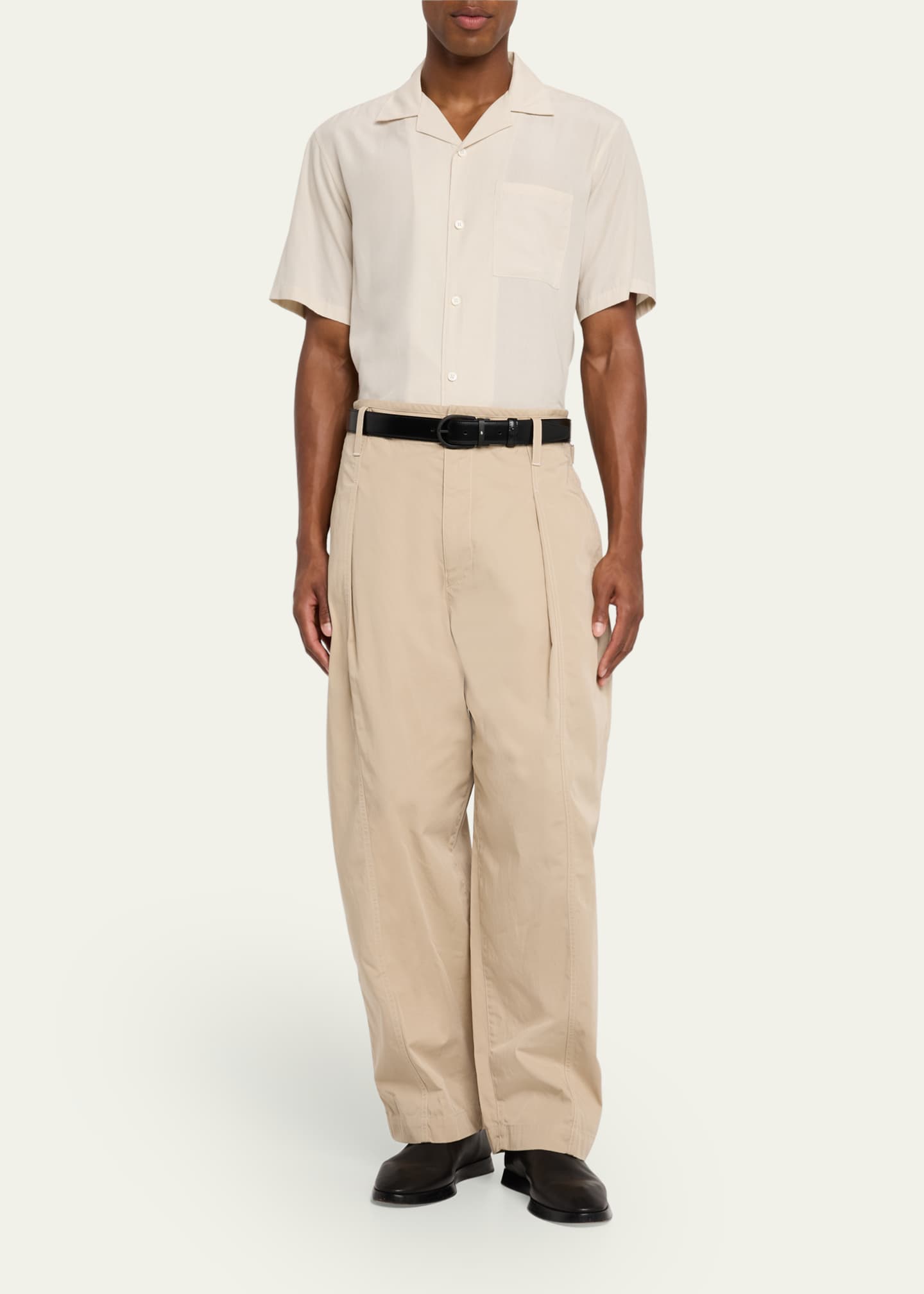 LEMAIRE Men's Maxi Pleated Twill Pants Image 2 of 5