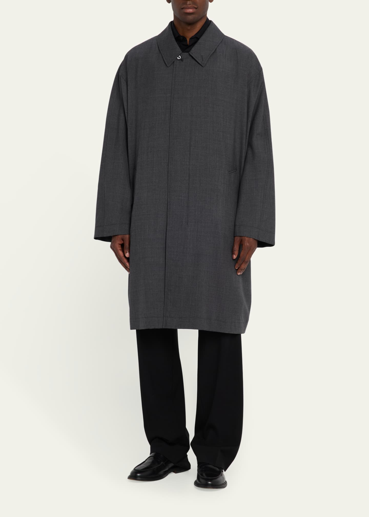 LEMAIRE Men's Melange Light Tailored Overcoat Image 2 of 5