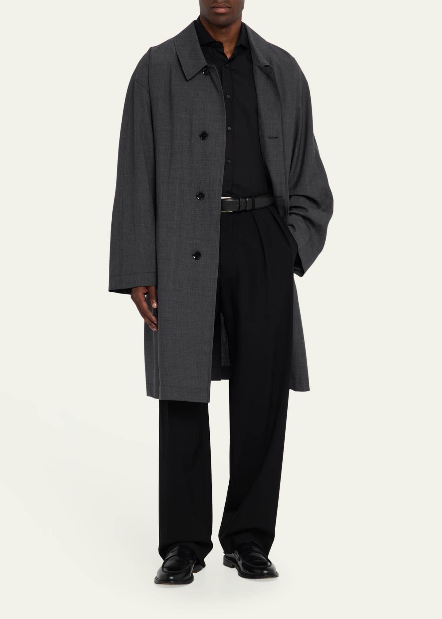 LEMAIRE Men's Melange Light Tailored Overcoat Image 4 of 5