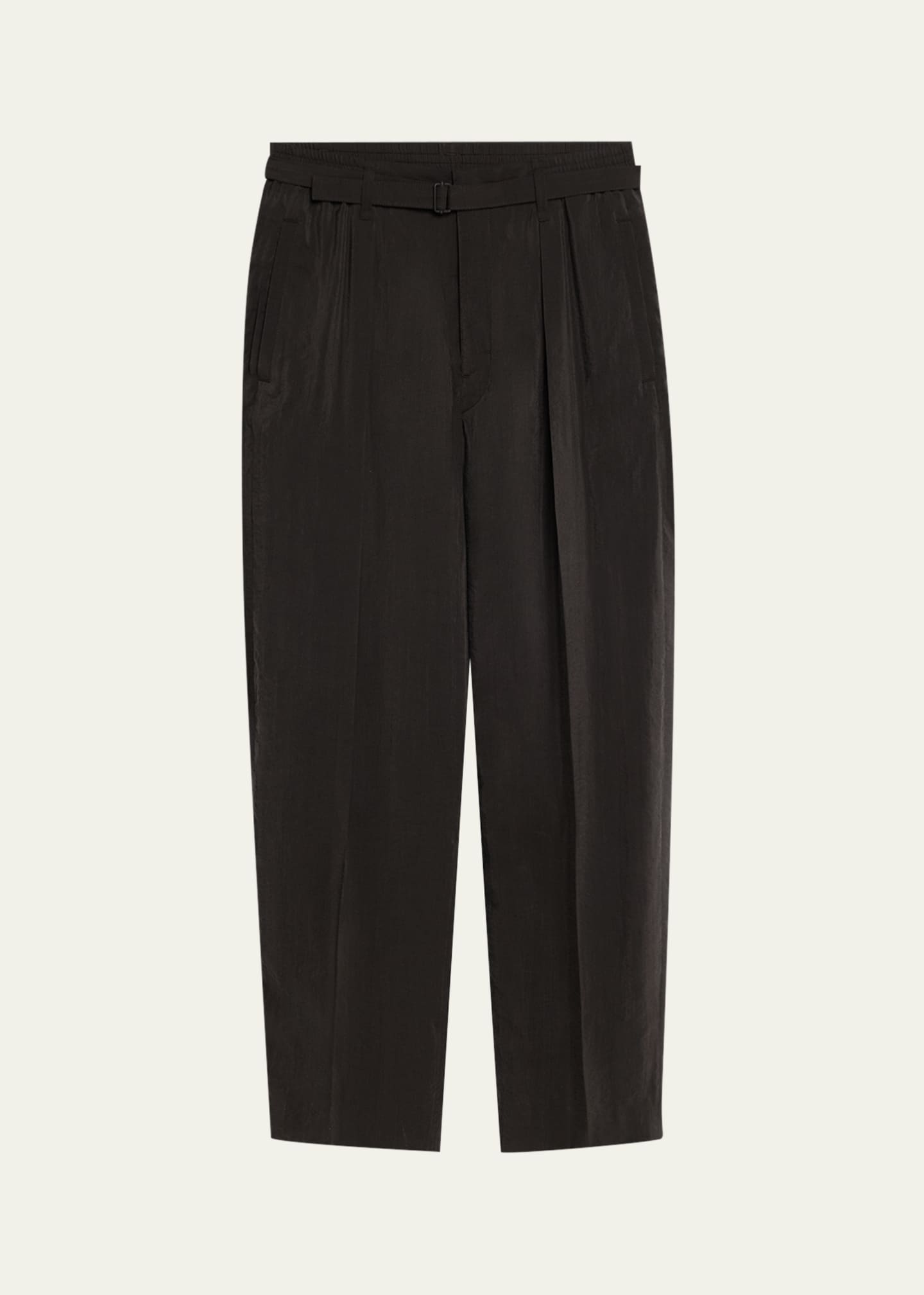 LEMAIRE Men's Belted Silk Relaxed-Fit Pants Image 1 of 5