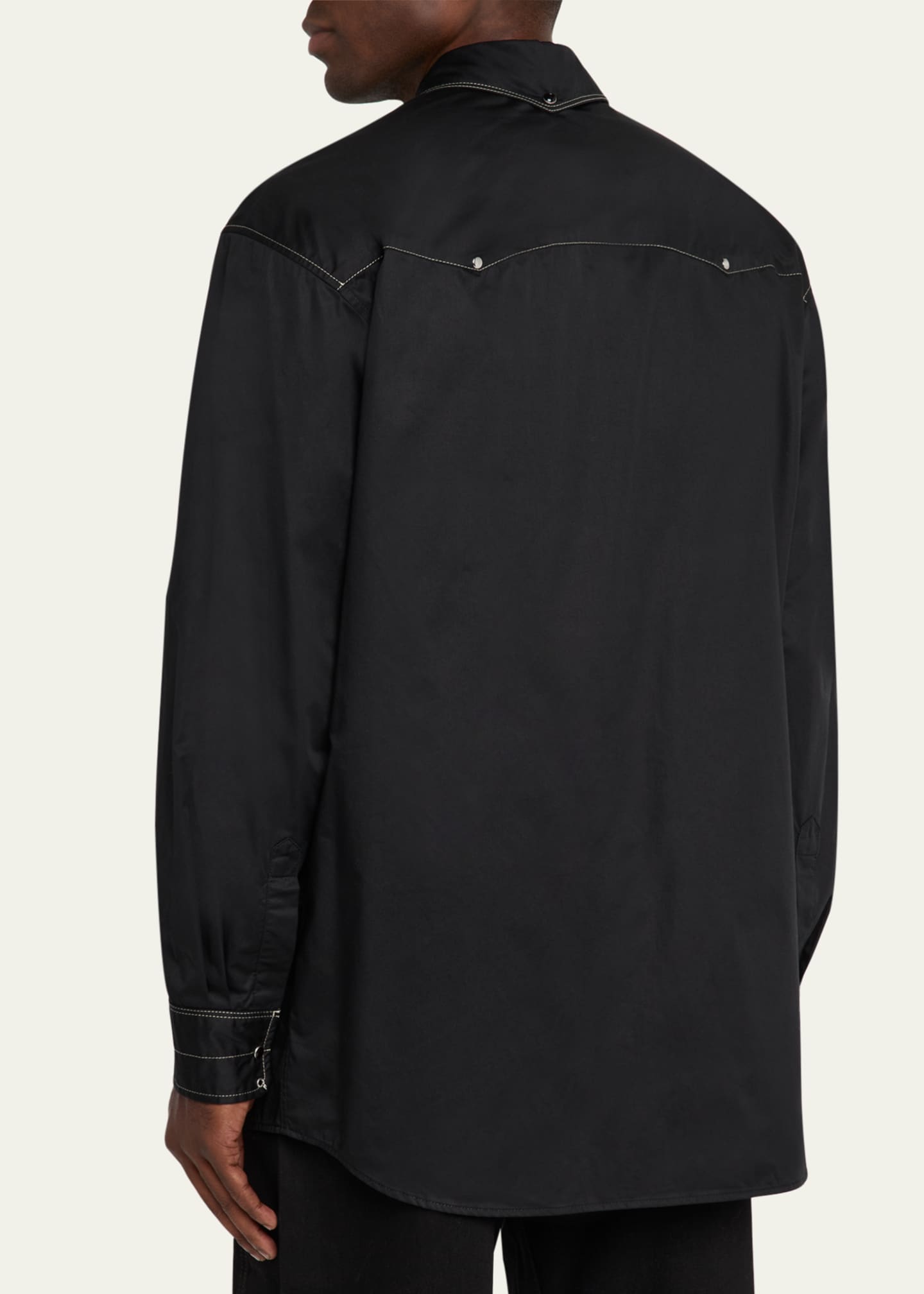 LEMAIRE Men's Embellished Metal Button-Down Shirt Image 3 of 5