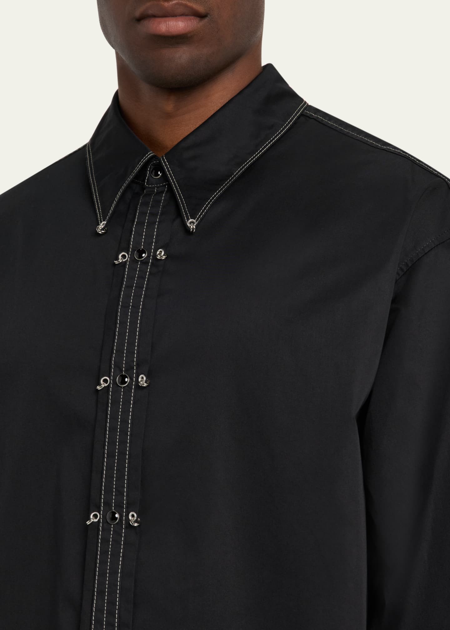 LEMAIRE Men's Embellished Metal Button-Down Shirt Image 5 of 5