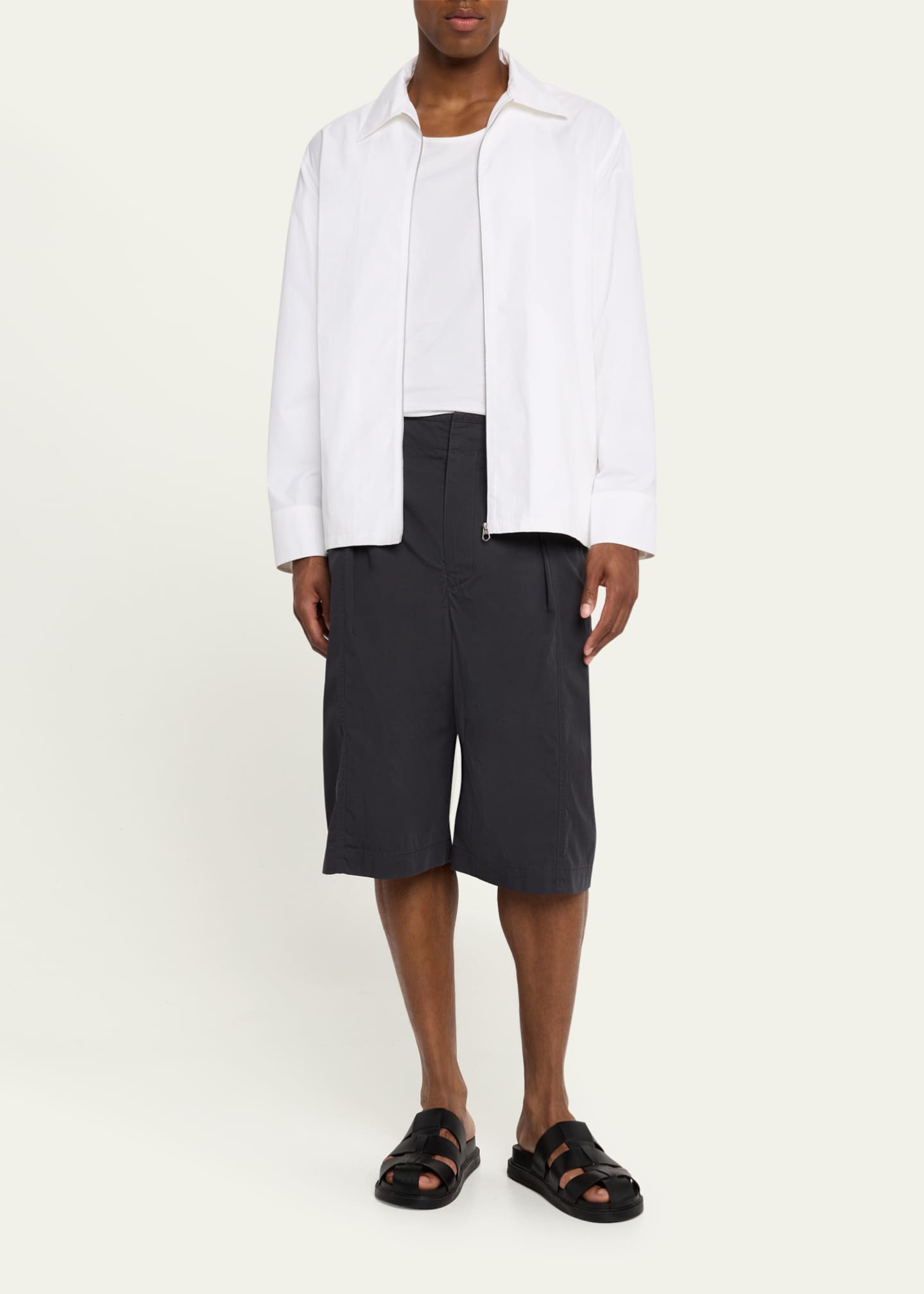LEMAIRE Men's Maxi Pleated Bermuda Shorts Image 2 of 5