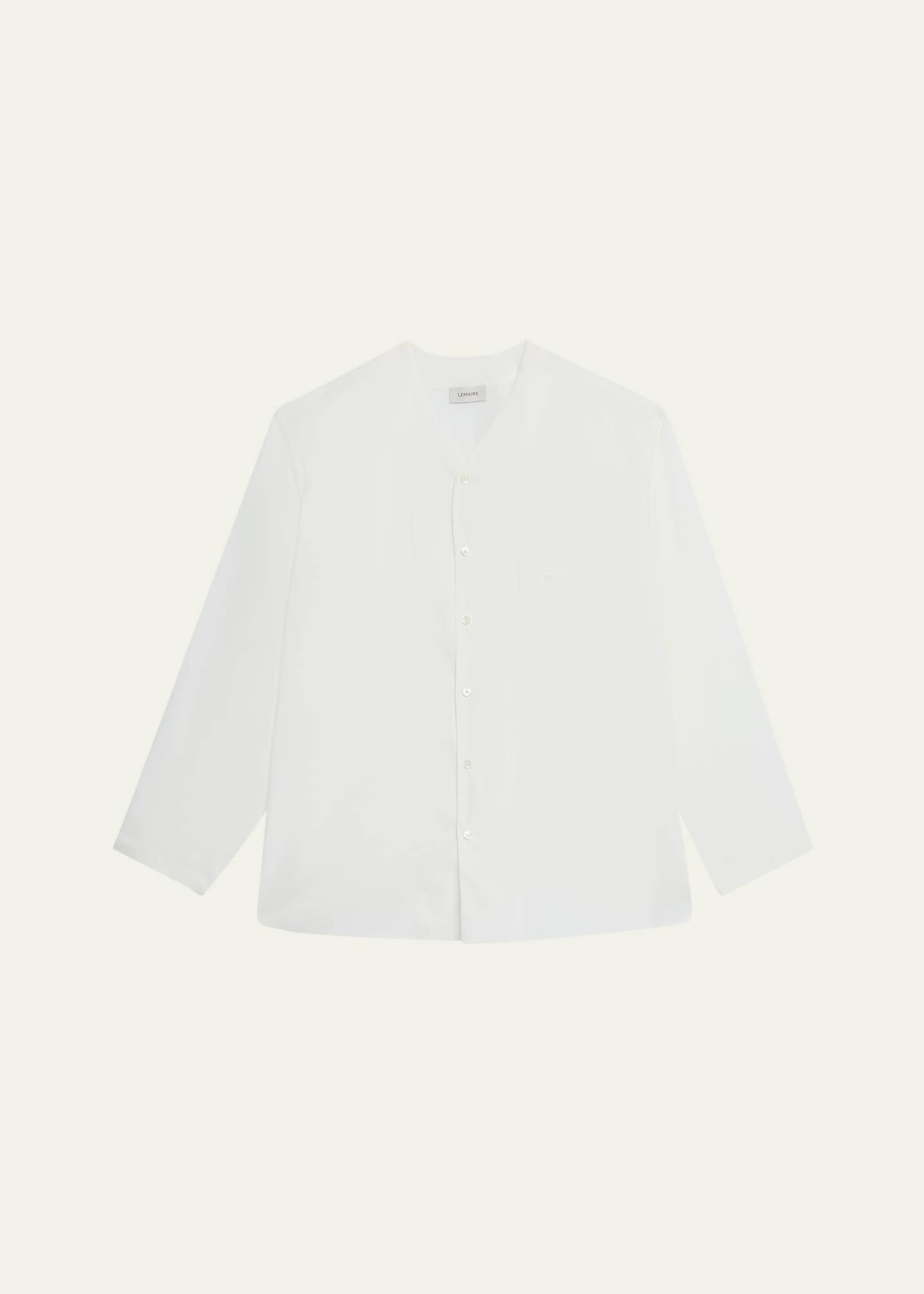 LEMAIRE Men's V-Neck Button-Down Shirt Image 1 of 5
