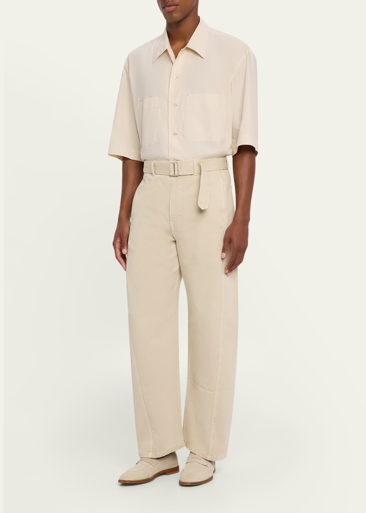 LEMAIRE Men's Convertible Short-Sleeve Cotton-Poplin Shirt Image 2 of 5