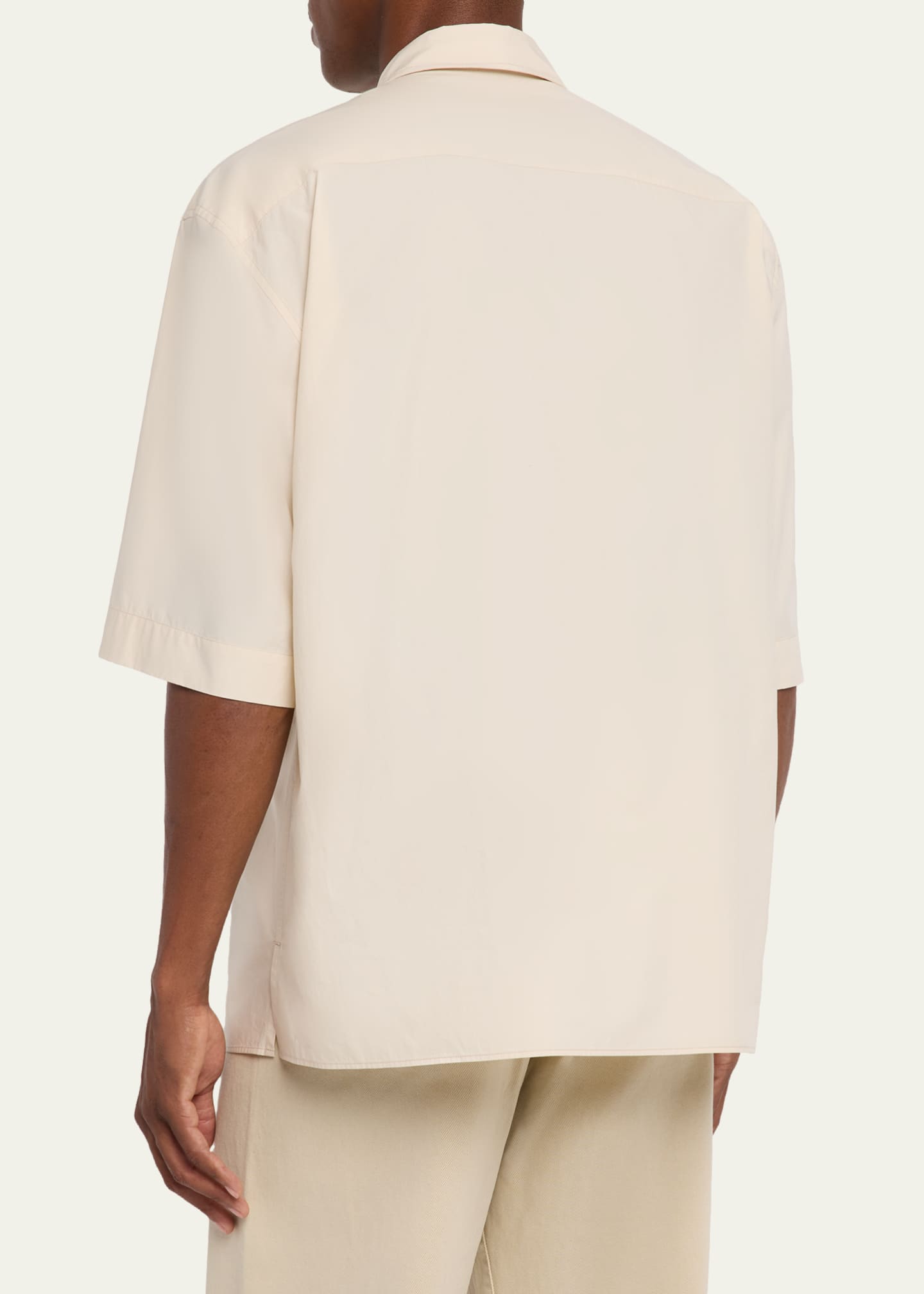 LEMAIRE Men's Convertible Short-Sleeve Cotton-Poplin Shirt Image 3 of 5