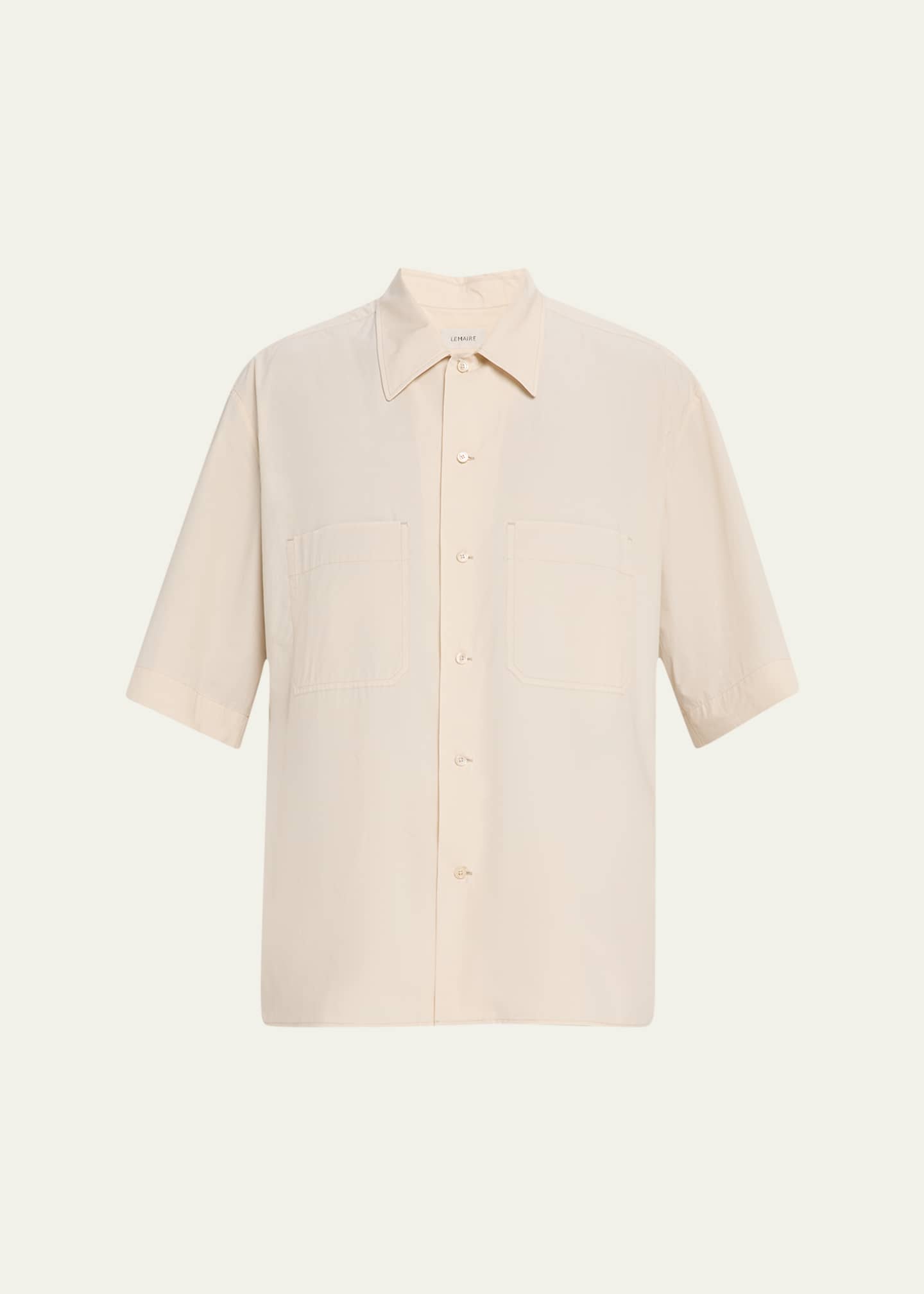 LEMAIRE Men's Convertible Short-Sleeve Cotton-Poplin Shirt Image 1 of 5