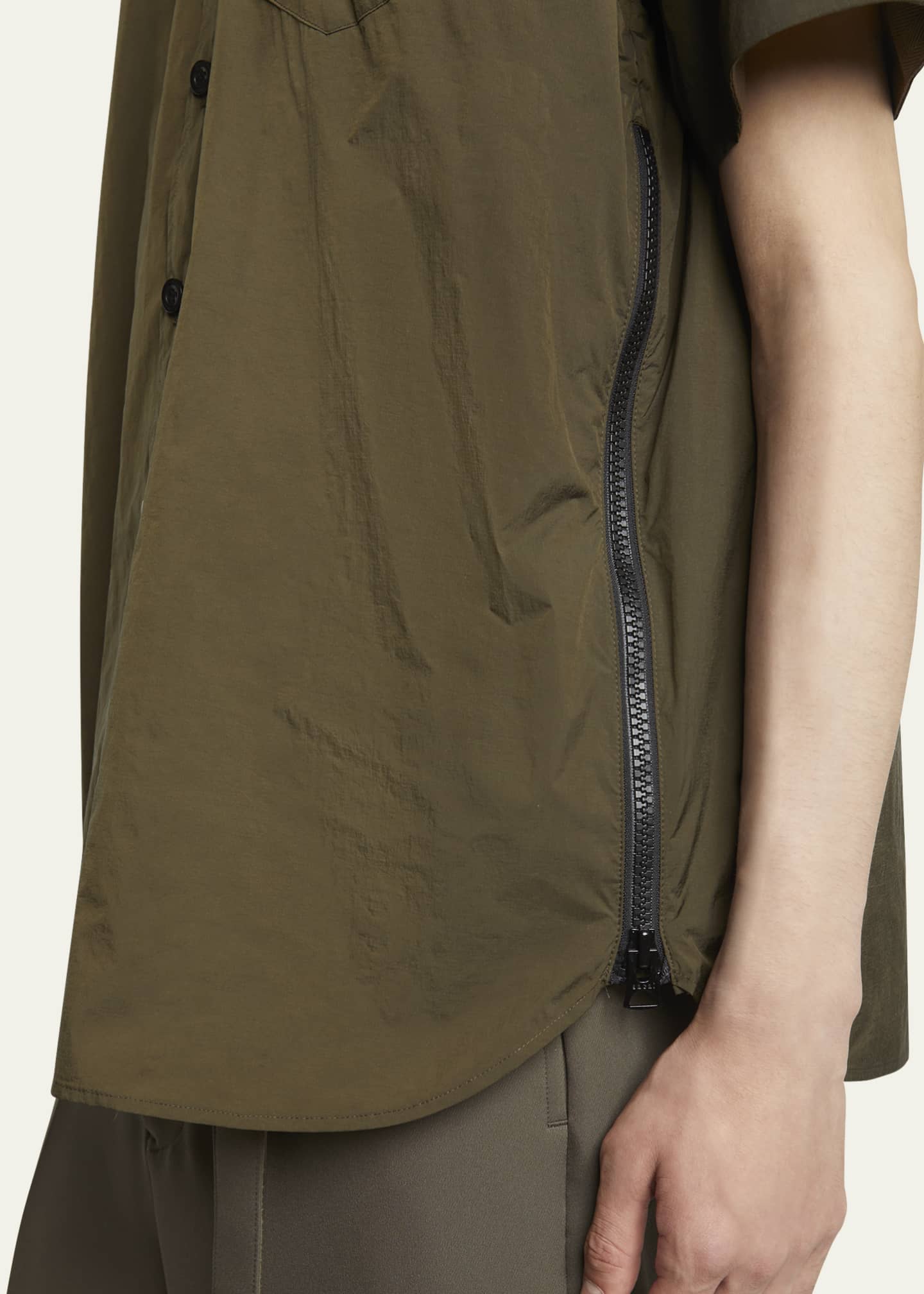 SACAI Men's Side-Zip Ripstop Sport Shirt Image 5 of 5