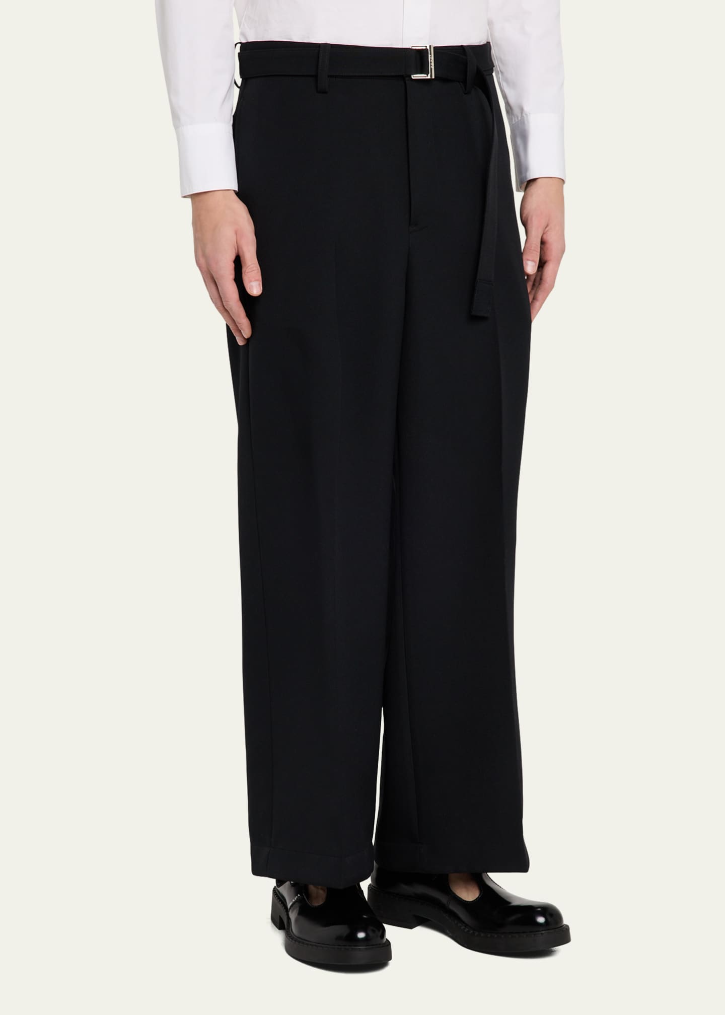 SACAI Men's Belted Matelasse Twill Pants Image 4 of 5