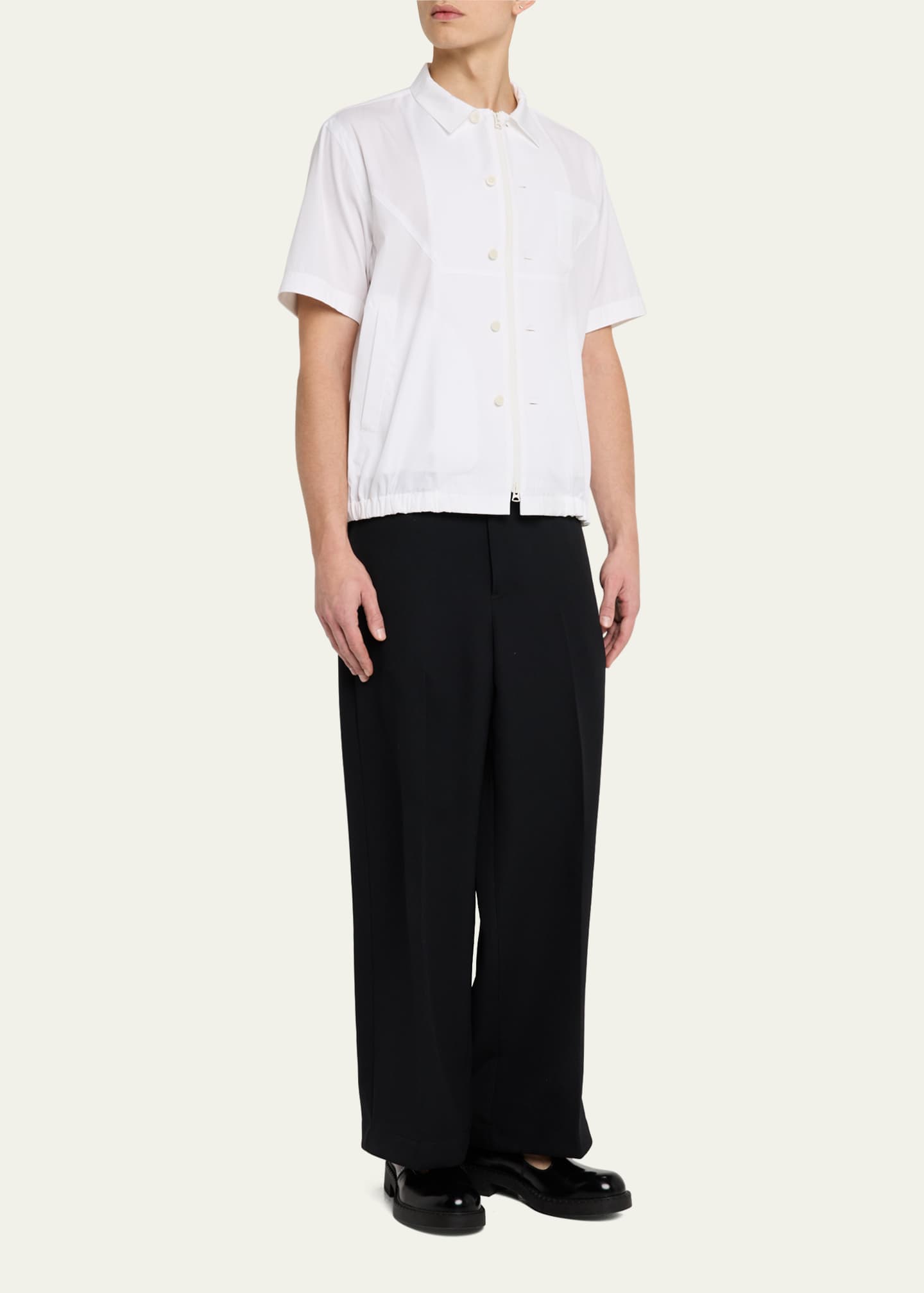 SACAI Men's Poplin Elastic-Waist Zip Shirt Image 2 of 5