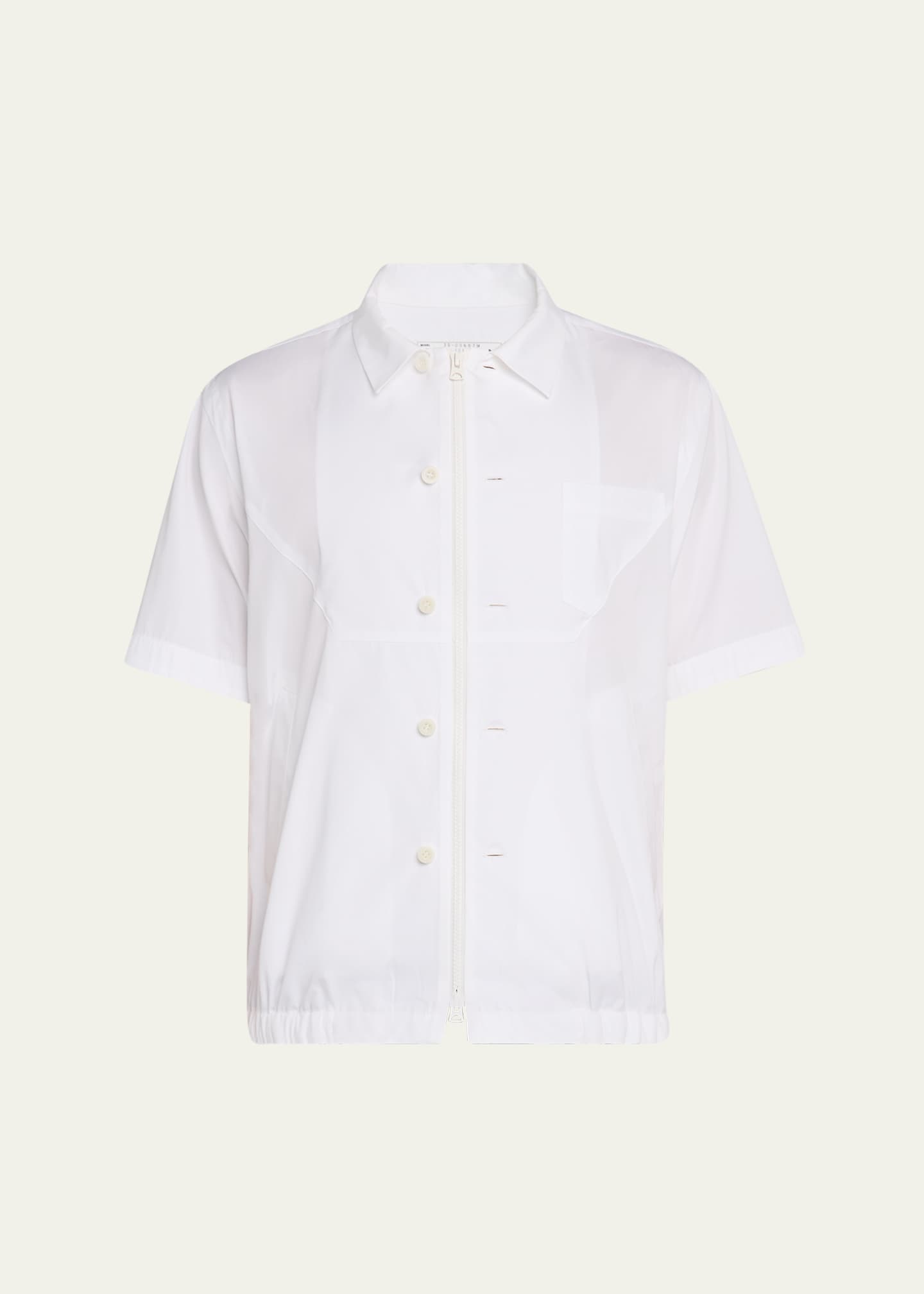 SACAI Men's Poplin Elastic-Waist Zip Shirt Image 1 of 5
