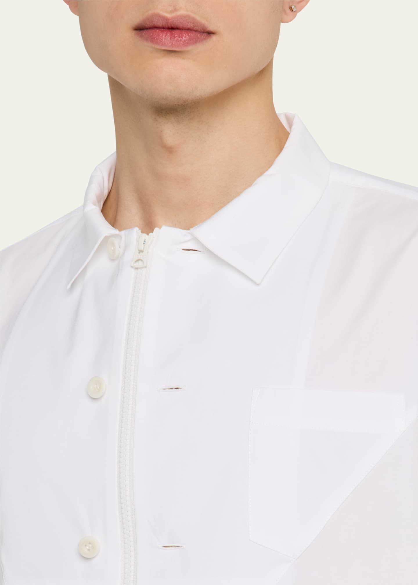 SACAI Men's Poplin Elastic-Waist Zip Shirt Image 5 of 5