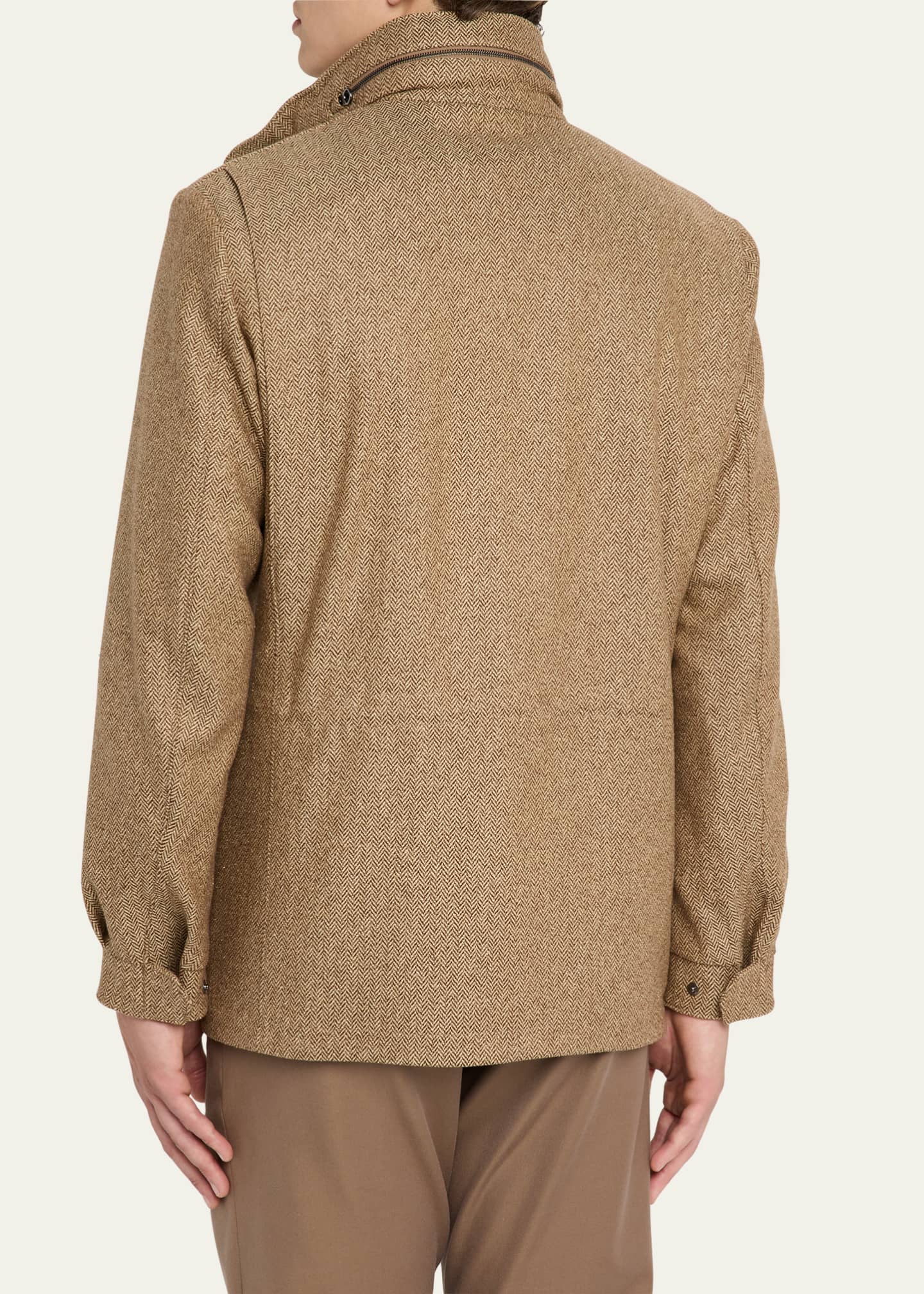 Loro Piana Men's Traveller Cashmere and Silk Chevron Field Jacket