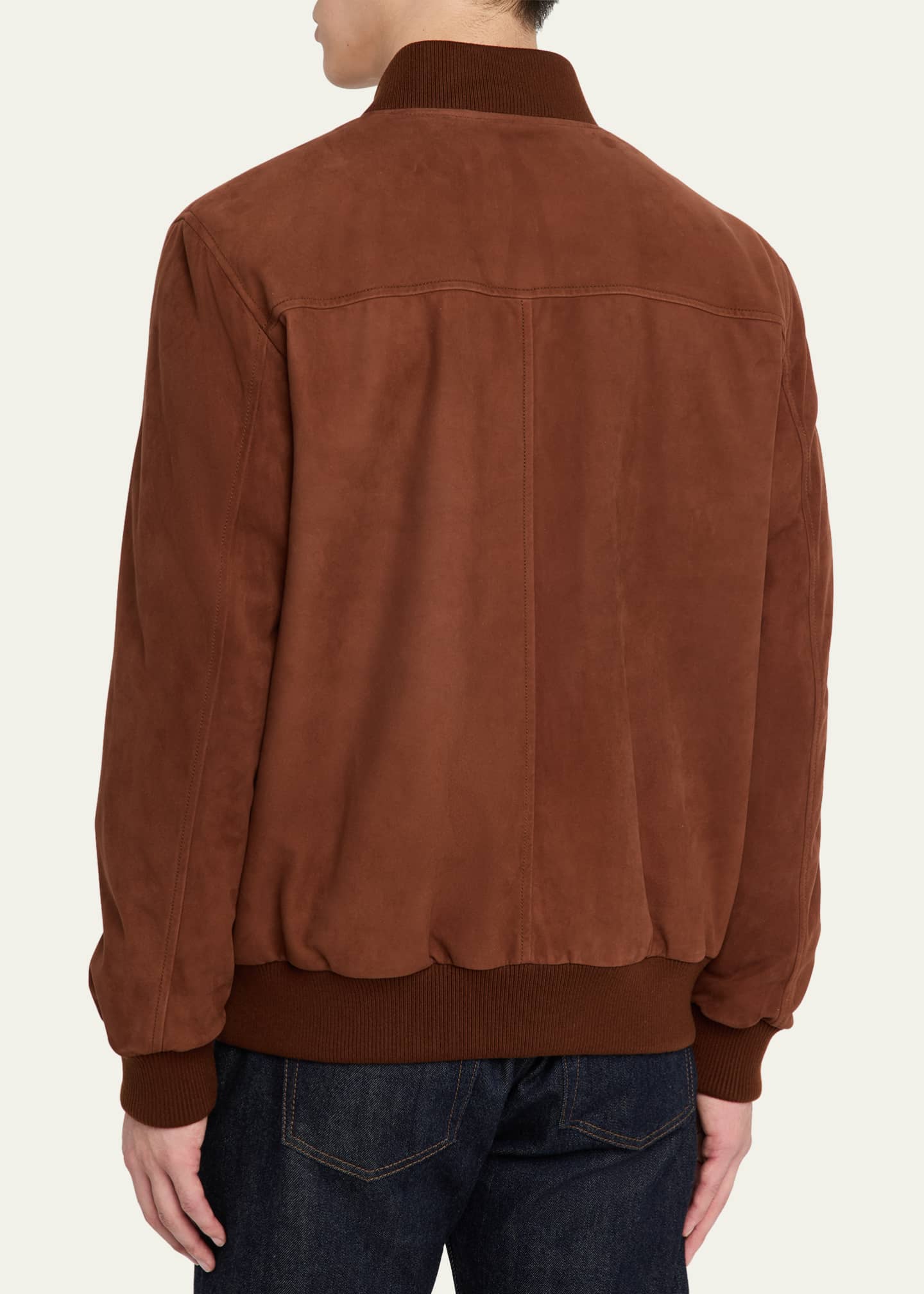 Loro Piana Men's Suede Full-Zip Bomber Jacket Image 3 of 5