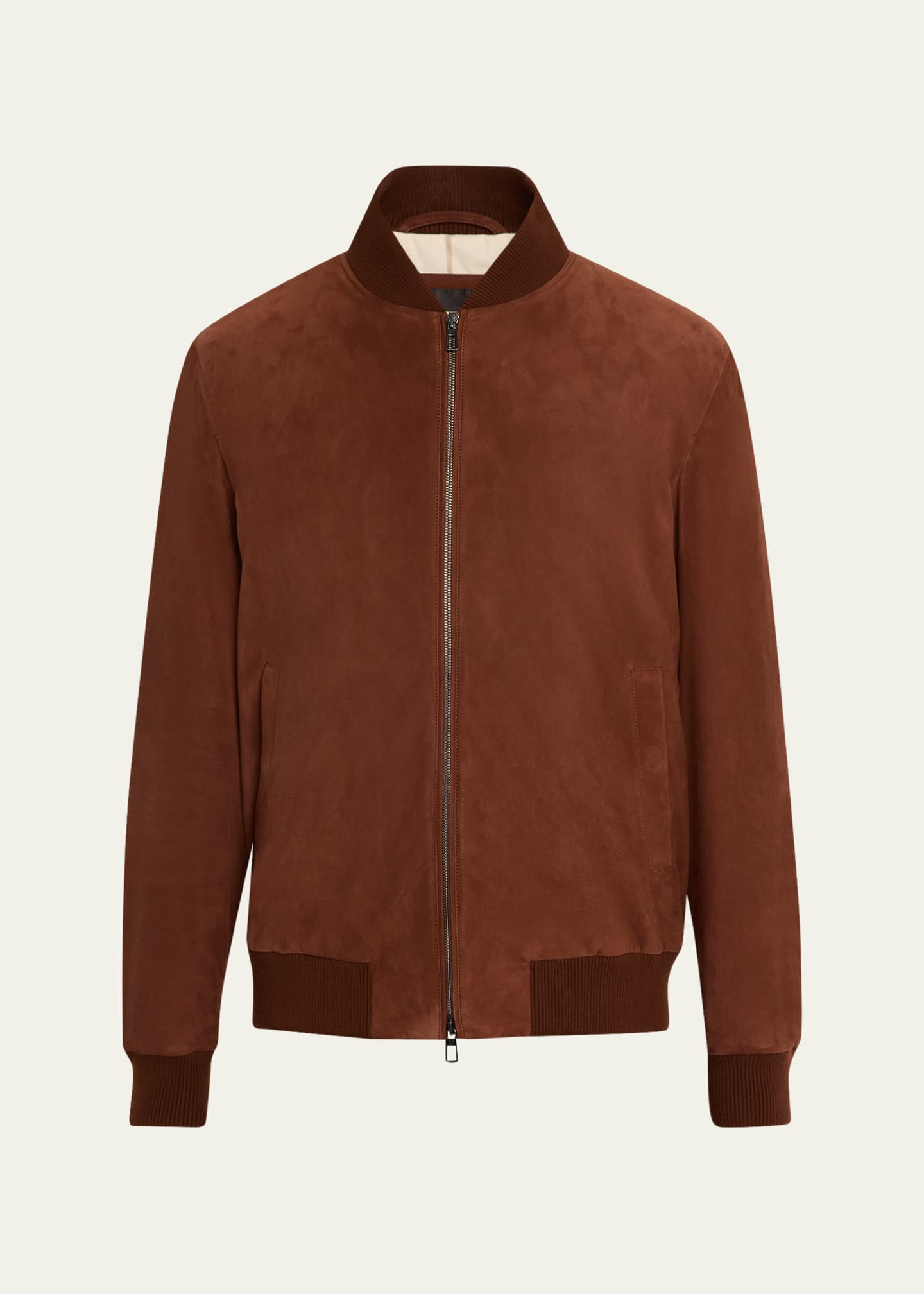 Loro Piana Men's Suede Full-Zip Bomber Jacket Image 1 of 5