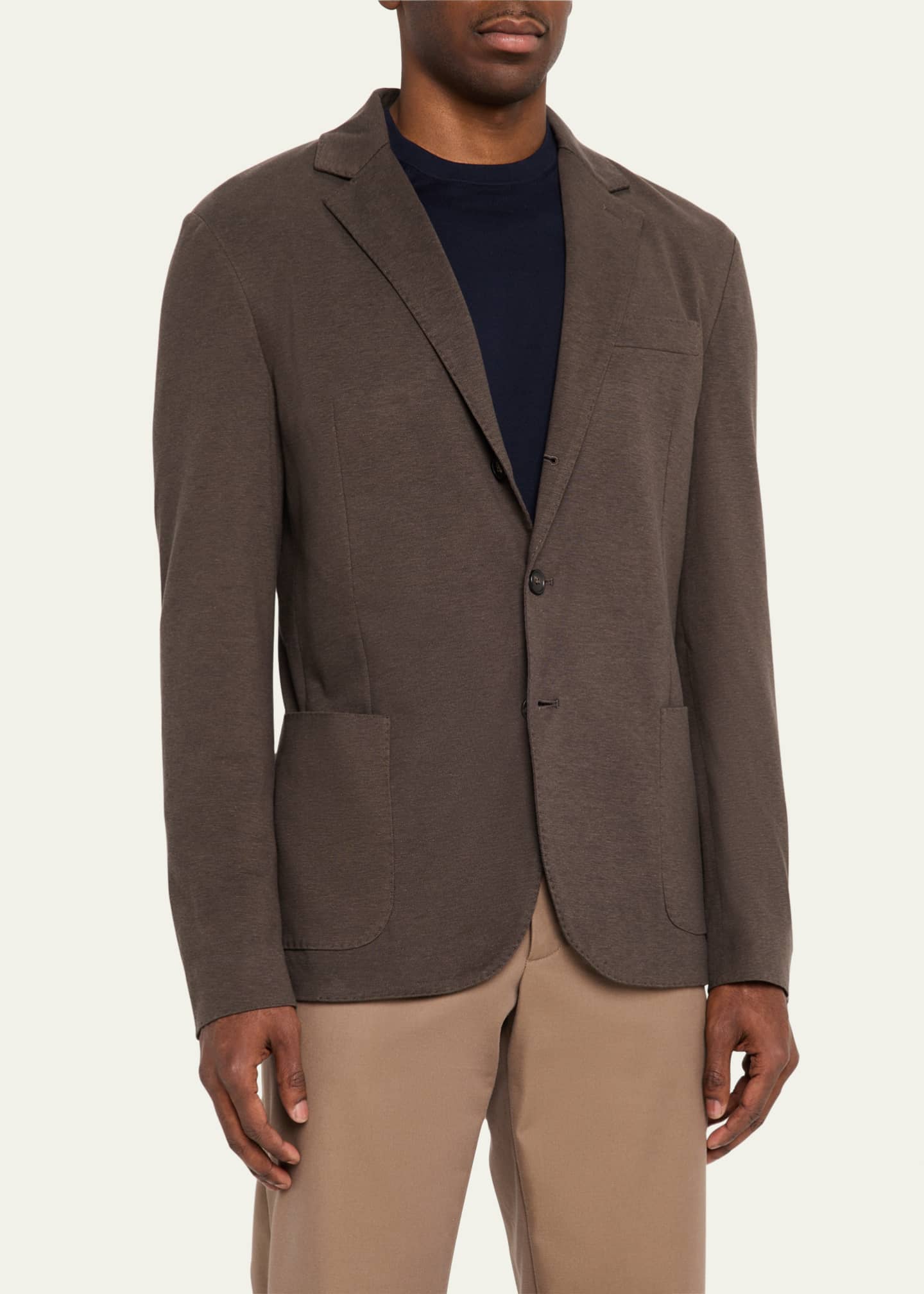 Loro Piana Men's Pique Single-Breasted Sweater Jacket Image 4 of 8
