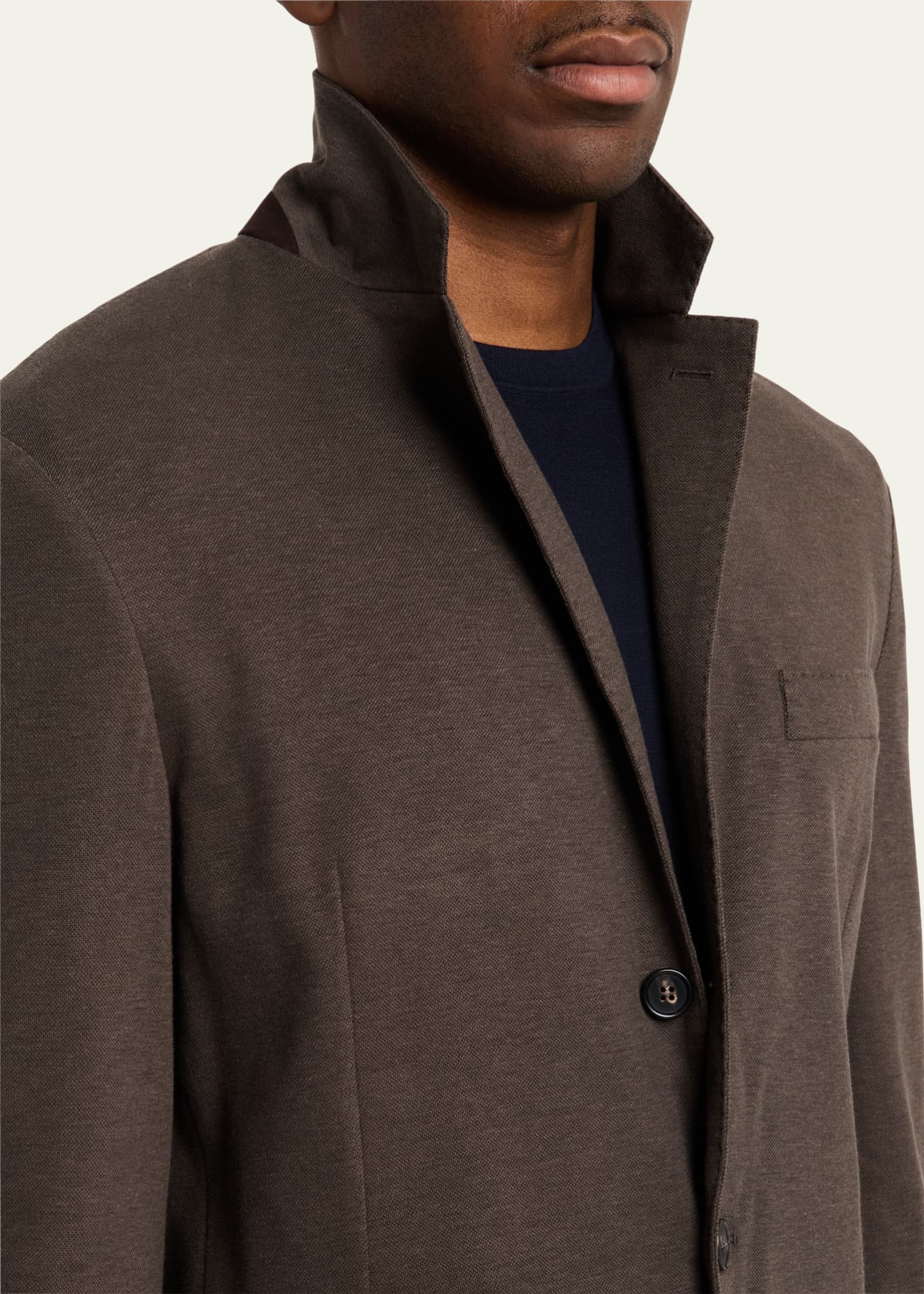 Loro Piana Men's Pique Single-Breasted Sweater Jacket Image 7 of 8