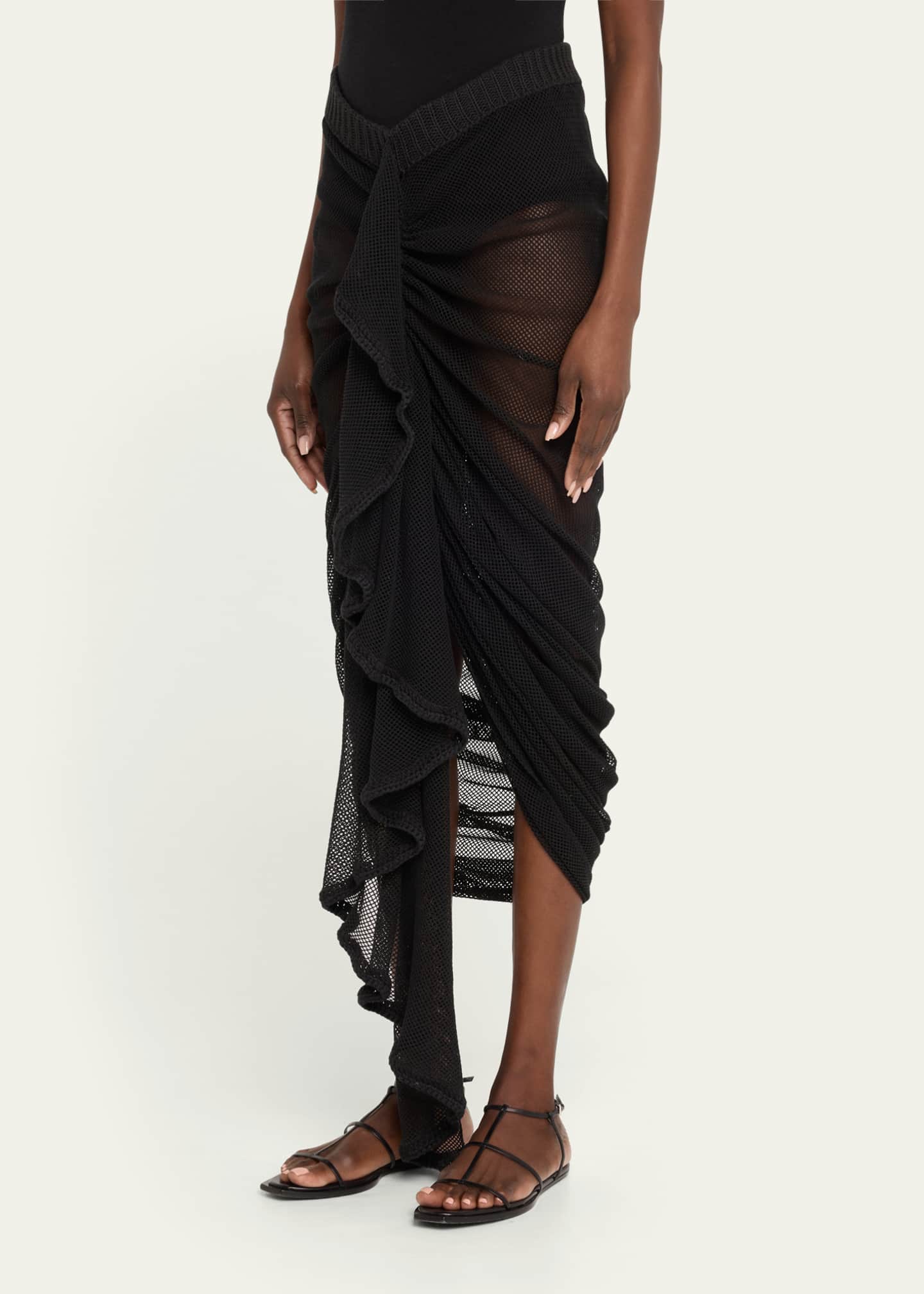 Aisling Camps Wave Mesh-Knit Ruched Skirt Image 4 of 5