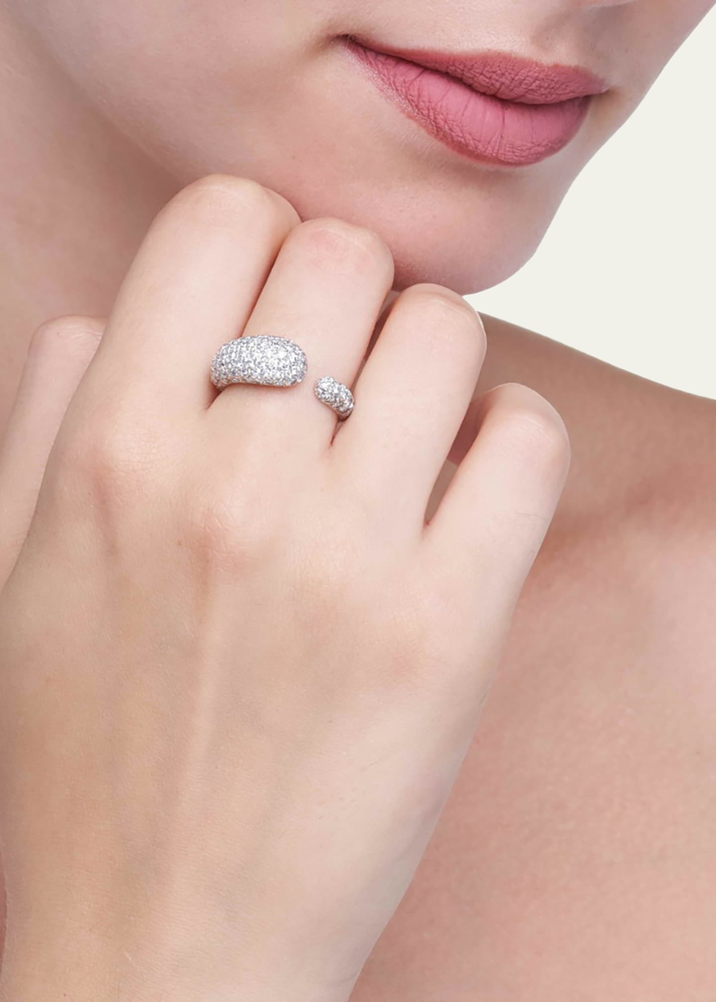 FARAONE MENNELLA by R.F.M.A.S. Gocce 18K White Gold Diamond Pave Ring Image 2 of 2